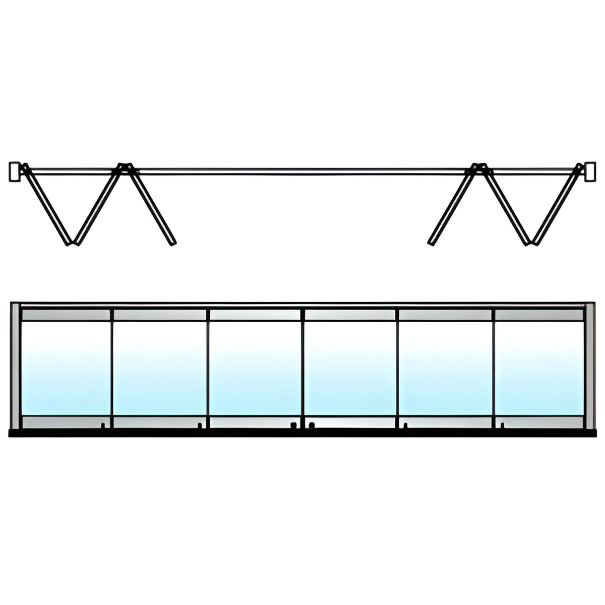 CRL Polished Stainless 6-Panel Bipart Overhead Track Full Bi-Fold Door Configuration