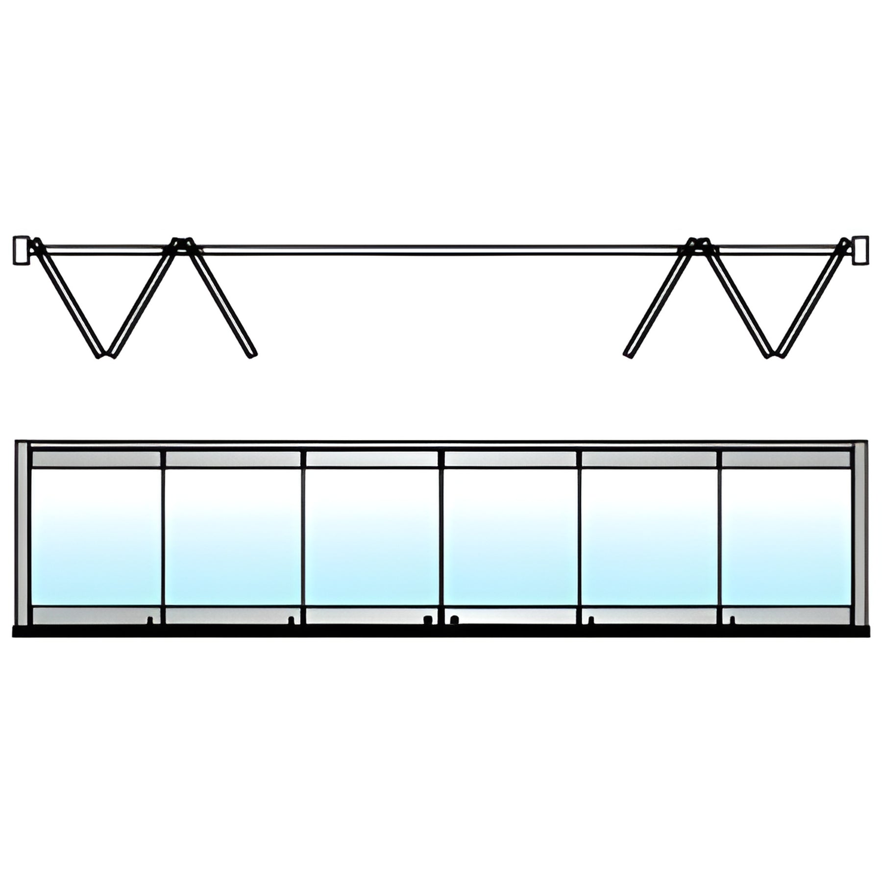 CRL Polished Stainless 6-Panel Bipart Overhead Track Full Bi-Fold Door Configuration