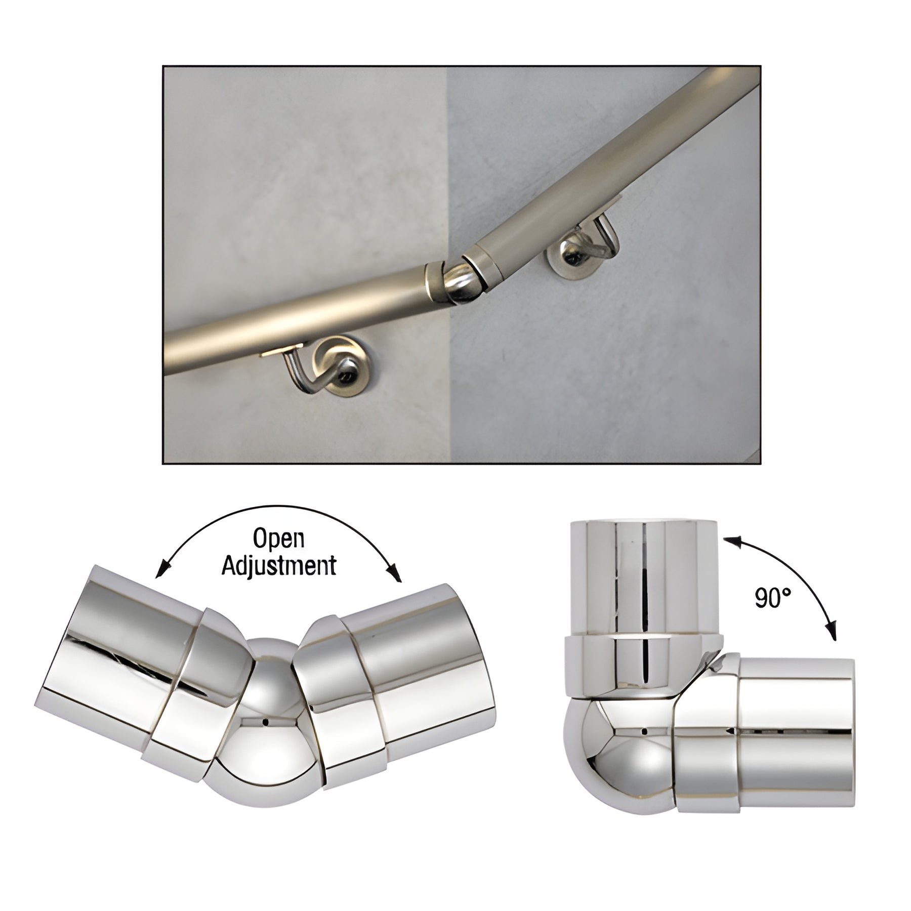 CRL Polished Stainless Adjustable Flush Corner for 1-1/2" Tubing