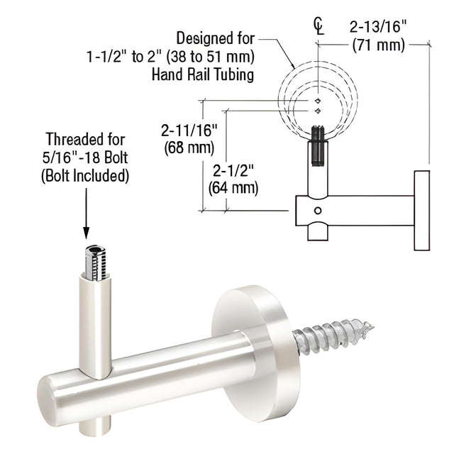 CRL Polished Stainless Coastal Series Wall Mounted Hand Rail Bracket