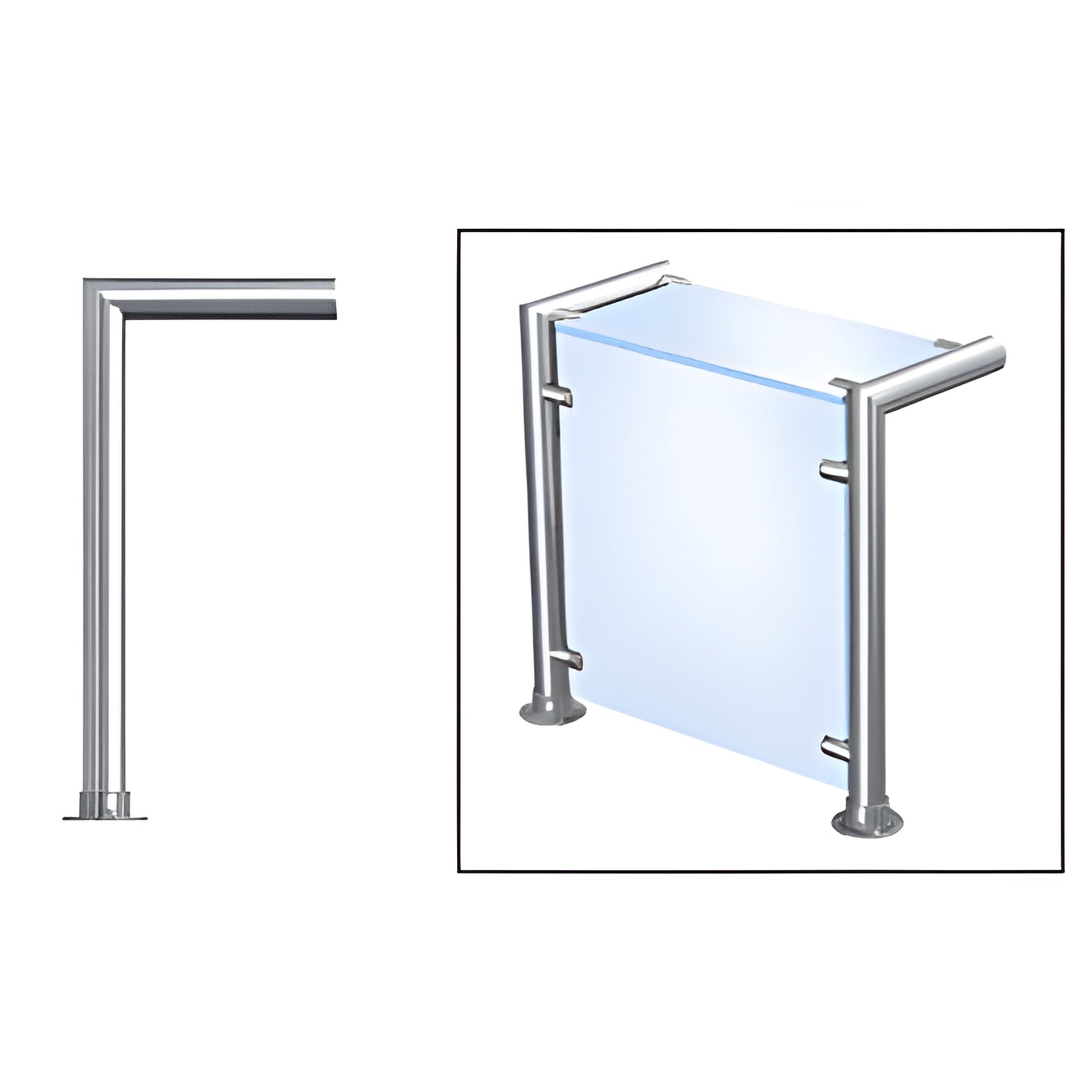 CRL Polished Stainless Contemporary 205 Series 1-1/2" Tubing Glass On Top and Front Only Sneeze Guard