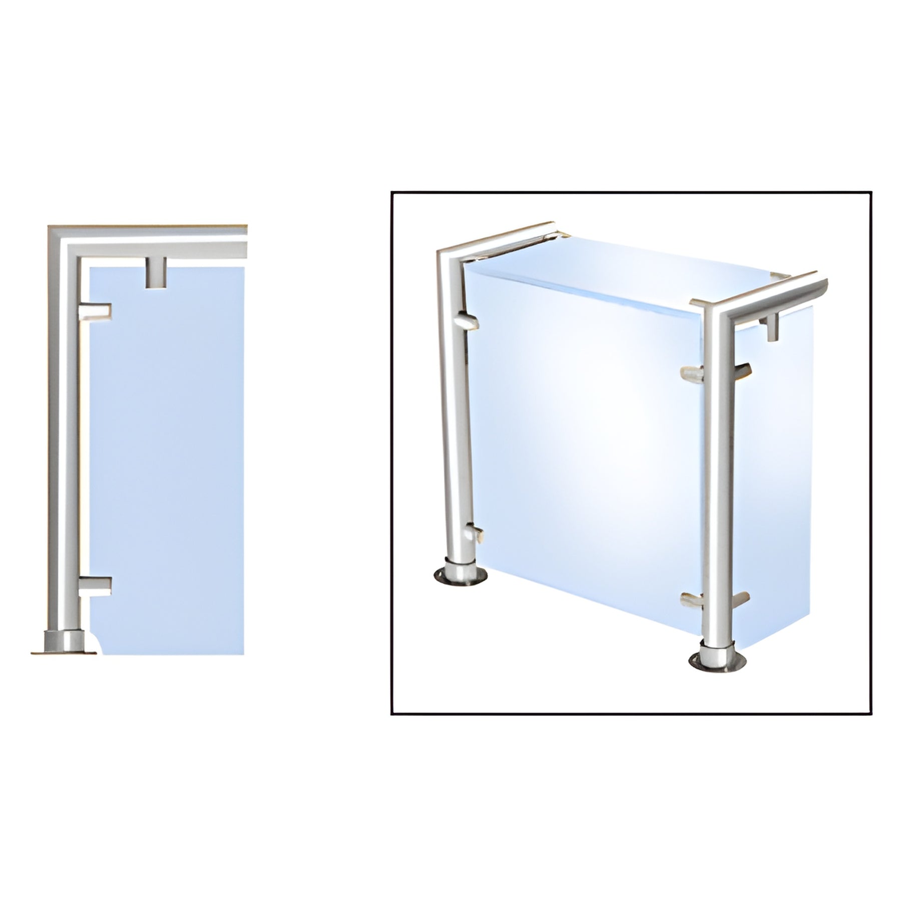 CRL Polished Stainless Contemporary 206 Series 1-1/2" Tubing Glass On Top, Front, and One or Both Ends Sneeze Guards