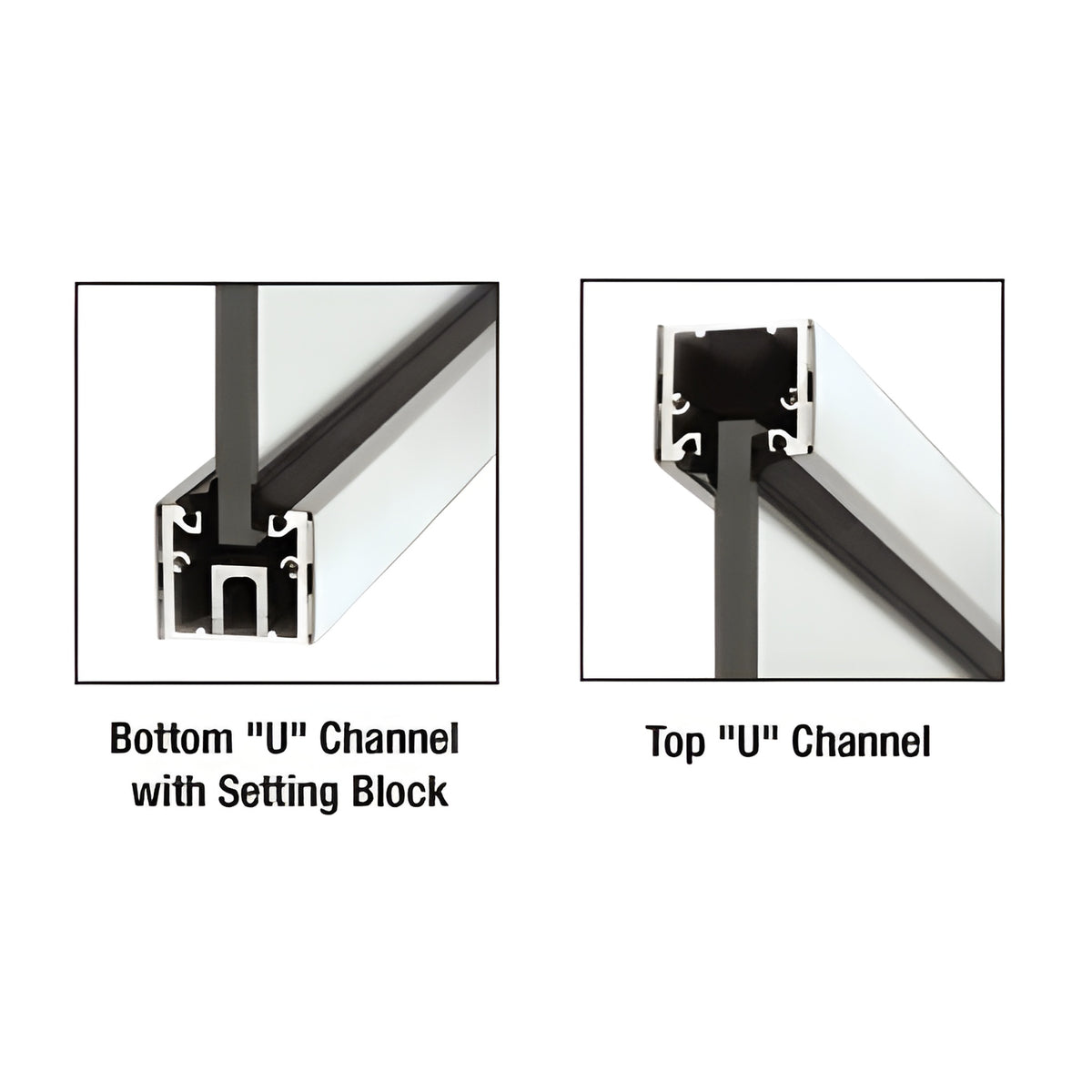 CRL Polished Stainless Custom Length U-Channel with Roll-In Top Load Gasket