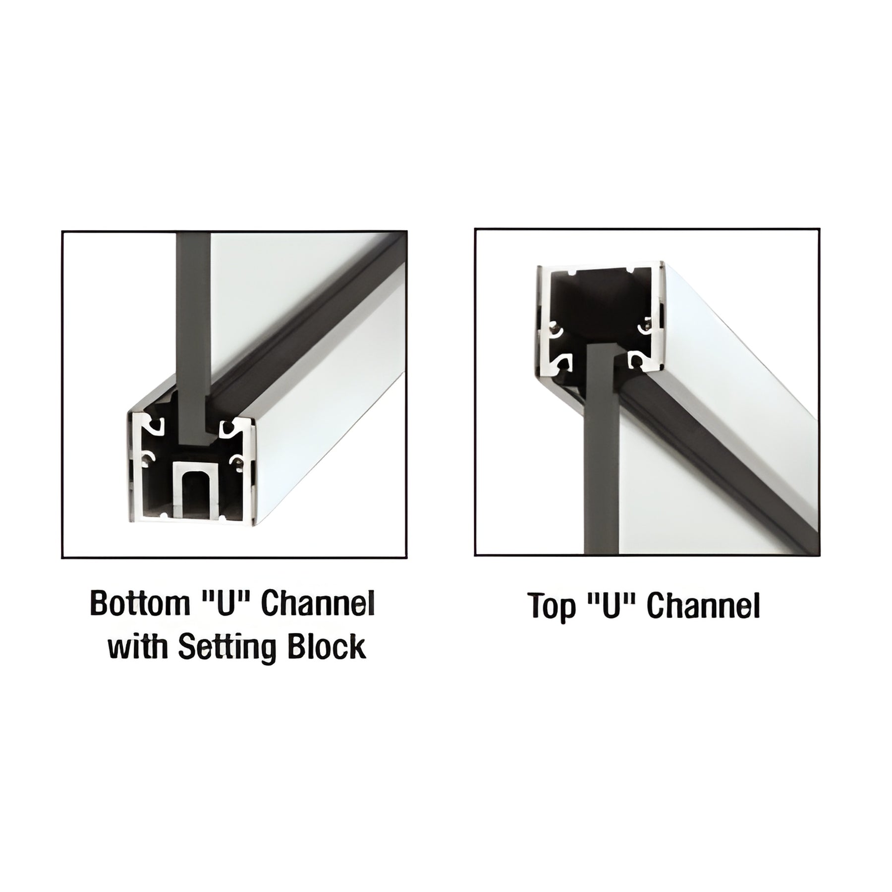 CRL Polished Stainless Custom Length U-Channel with Roll-In Top Load Gasket