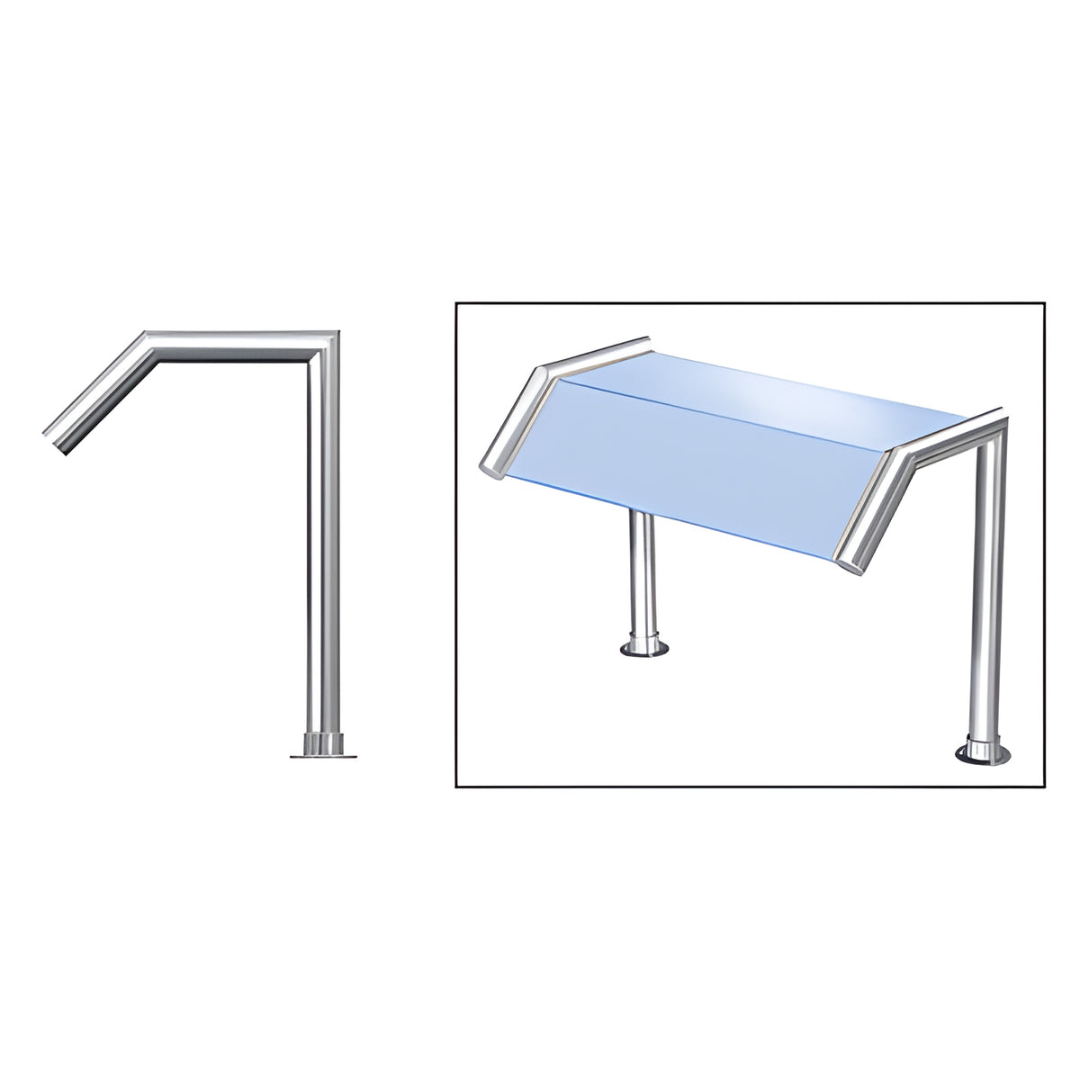 CRL Polished Stainless Elegant 113 Series 1-1/2" Tubing Glass On Slant and Top Only Sneeze Guard