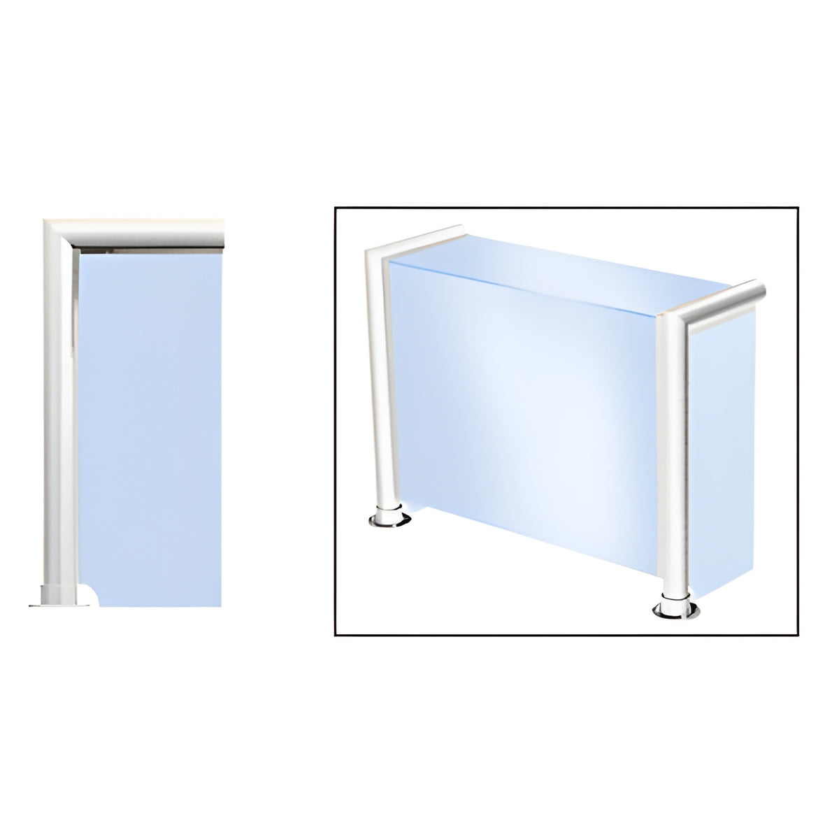 CRL Polished Stainless Elegant 140 Series 1-1/2" Tubing Glass On Top, Front, and One End or Both Ends Sneeze Guard