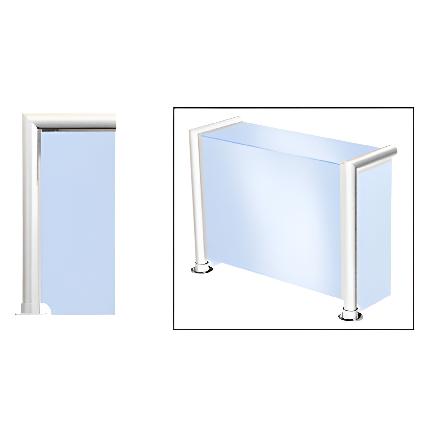 CRL Polished Stainless Elegant 140 Series 1-1/2" Tubing Glass On Top, Front, and One End or Both Ends Sneeze Guard