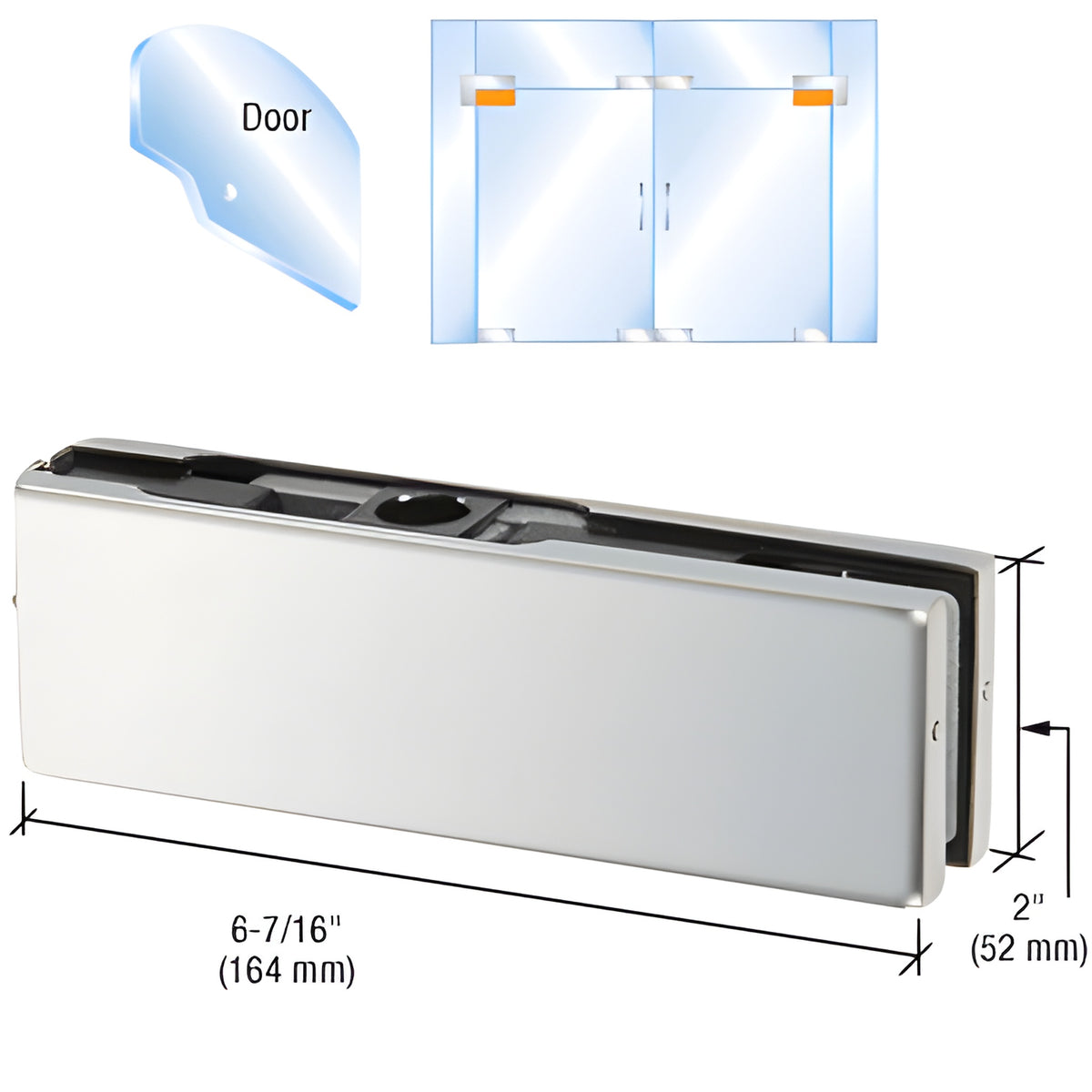 CRL Polished Stainless European Top Door Patch Fitting with 1NT303 Insert