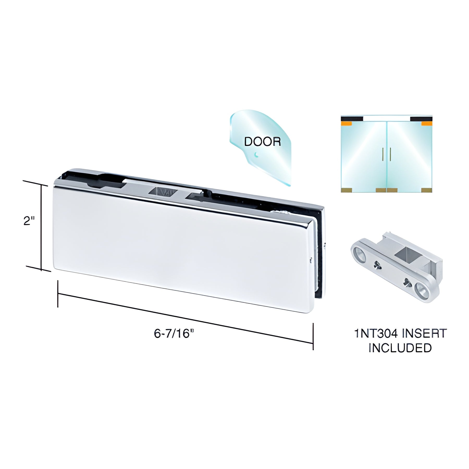 CRL Polished Stainless European Top Door Patch Fitting with 1NT304 Insert