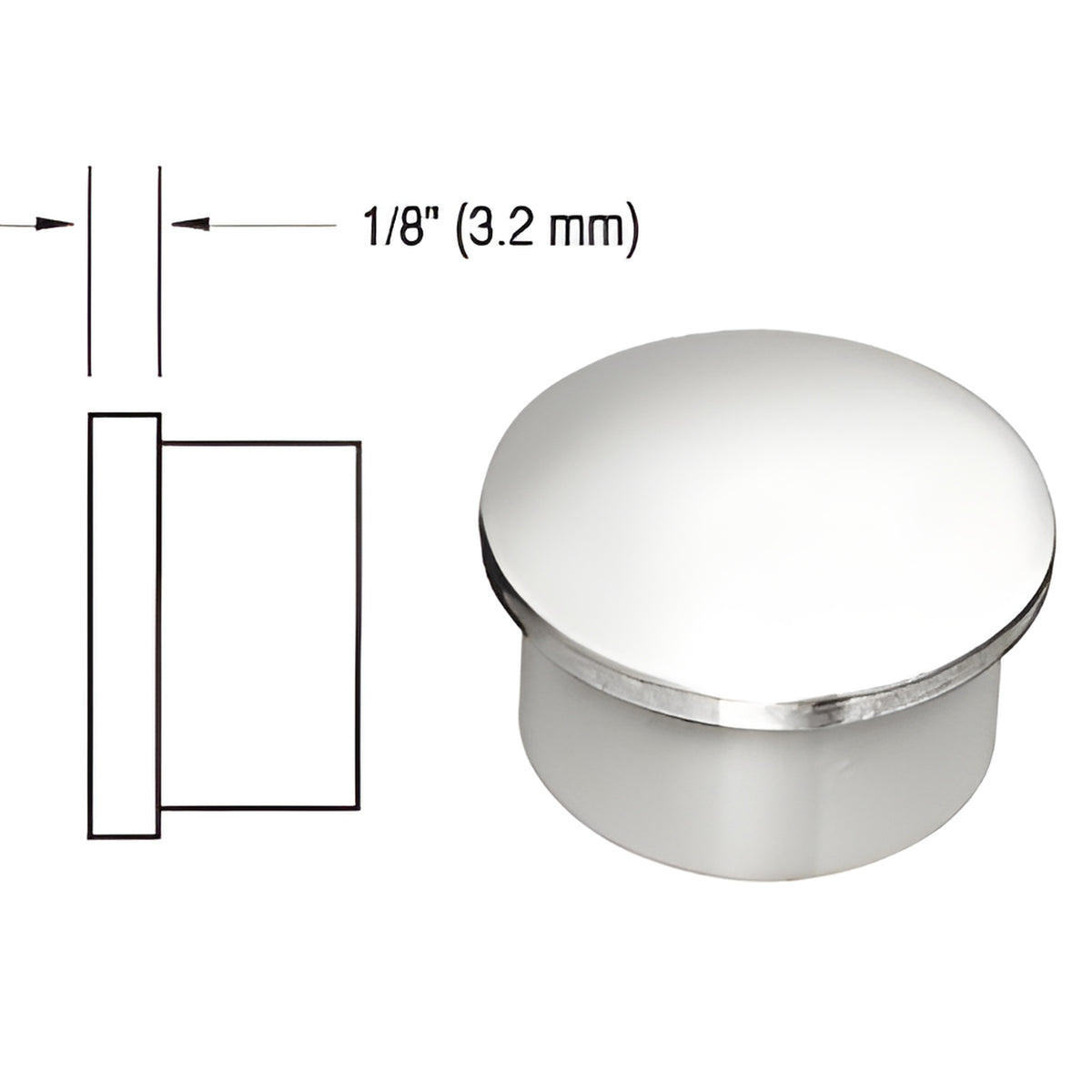 CRL Polished Stainless Flat End Cap for 1-1/2" Outside Diameter Tubing