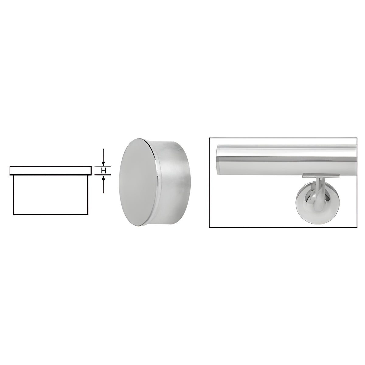 CRL Polished Stainless Flat End Cap for 1" Round Tubing