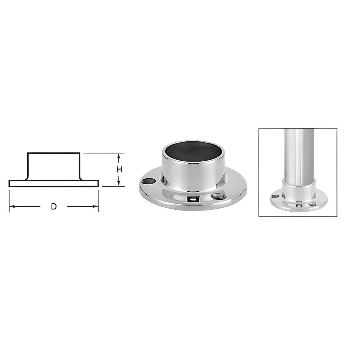 CRL Polished Stainless Full Flange for 1-1/2" Tubing