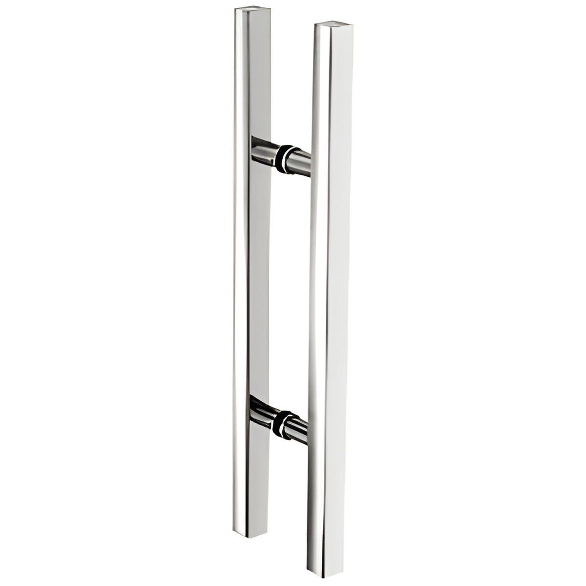 CRL Polished Stainless Glass Mounted Square Ladder Style Pull Handle with Round Mounting Posts - 24" Overall Length