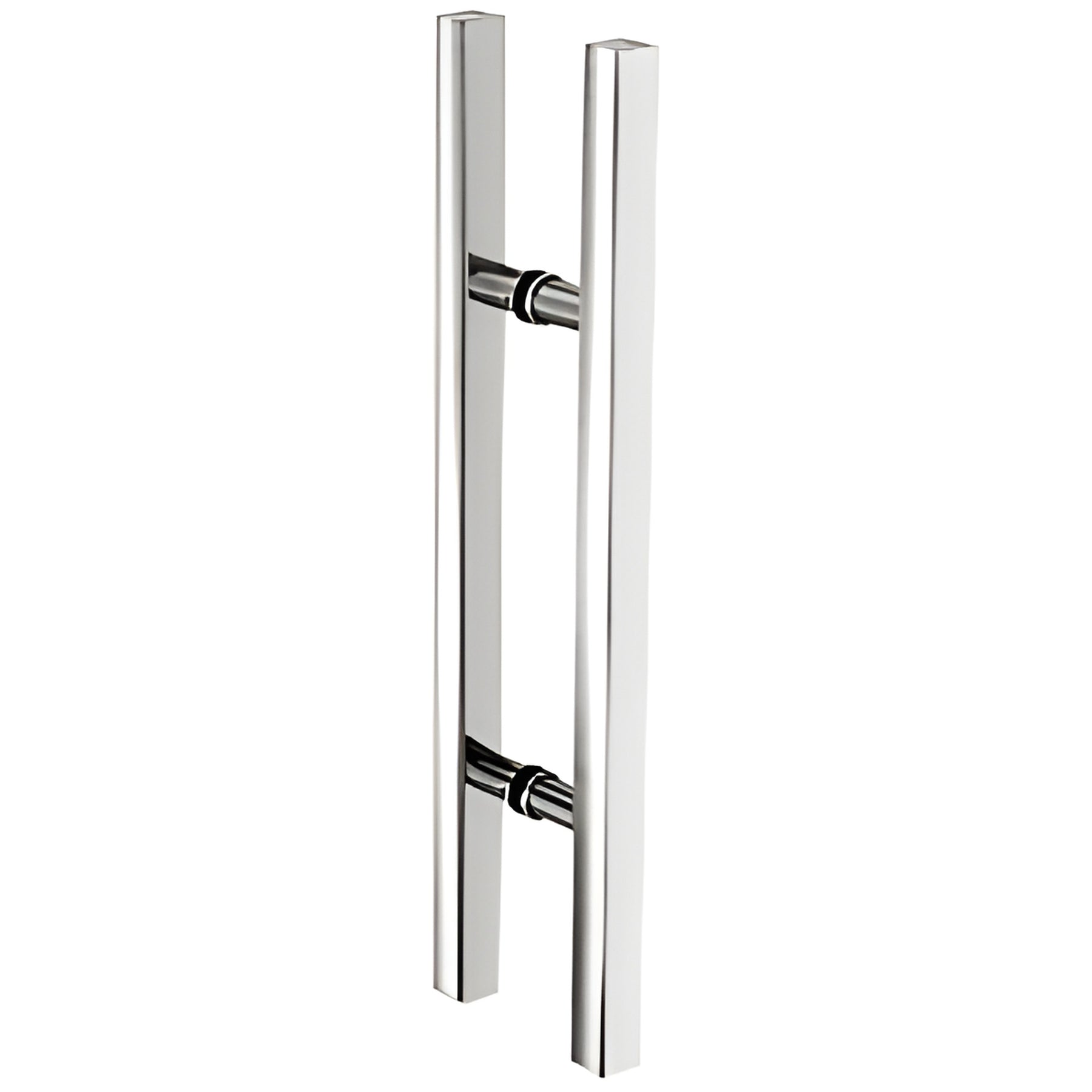 CRL Polished Stainless Glass Mounted Square Ladder Style Pull Handle with Round Mounting Posts - 24" Overall Length