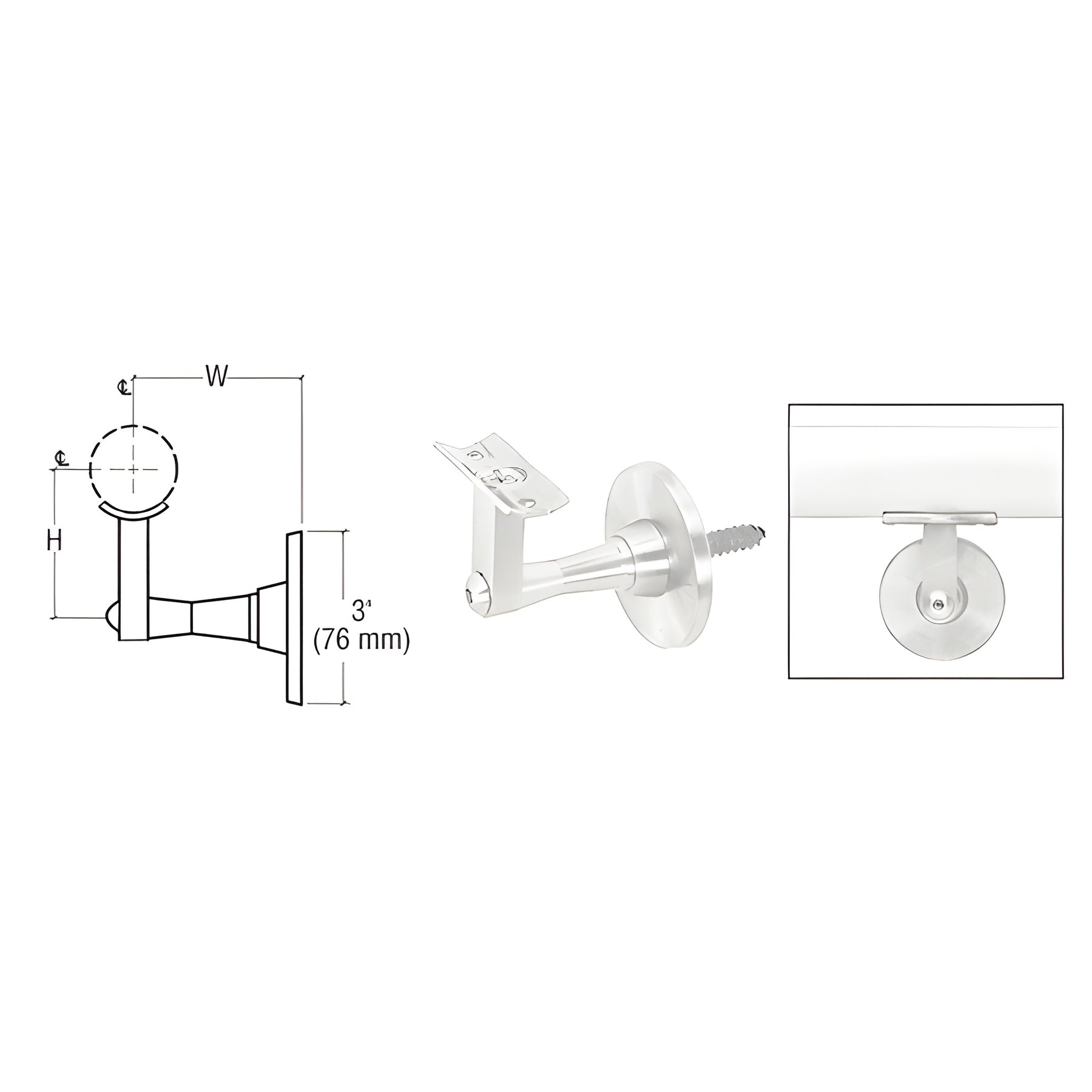 CRL Polished Stainless Manhattan Series Wall Mounted Hand Rail Bracket