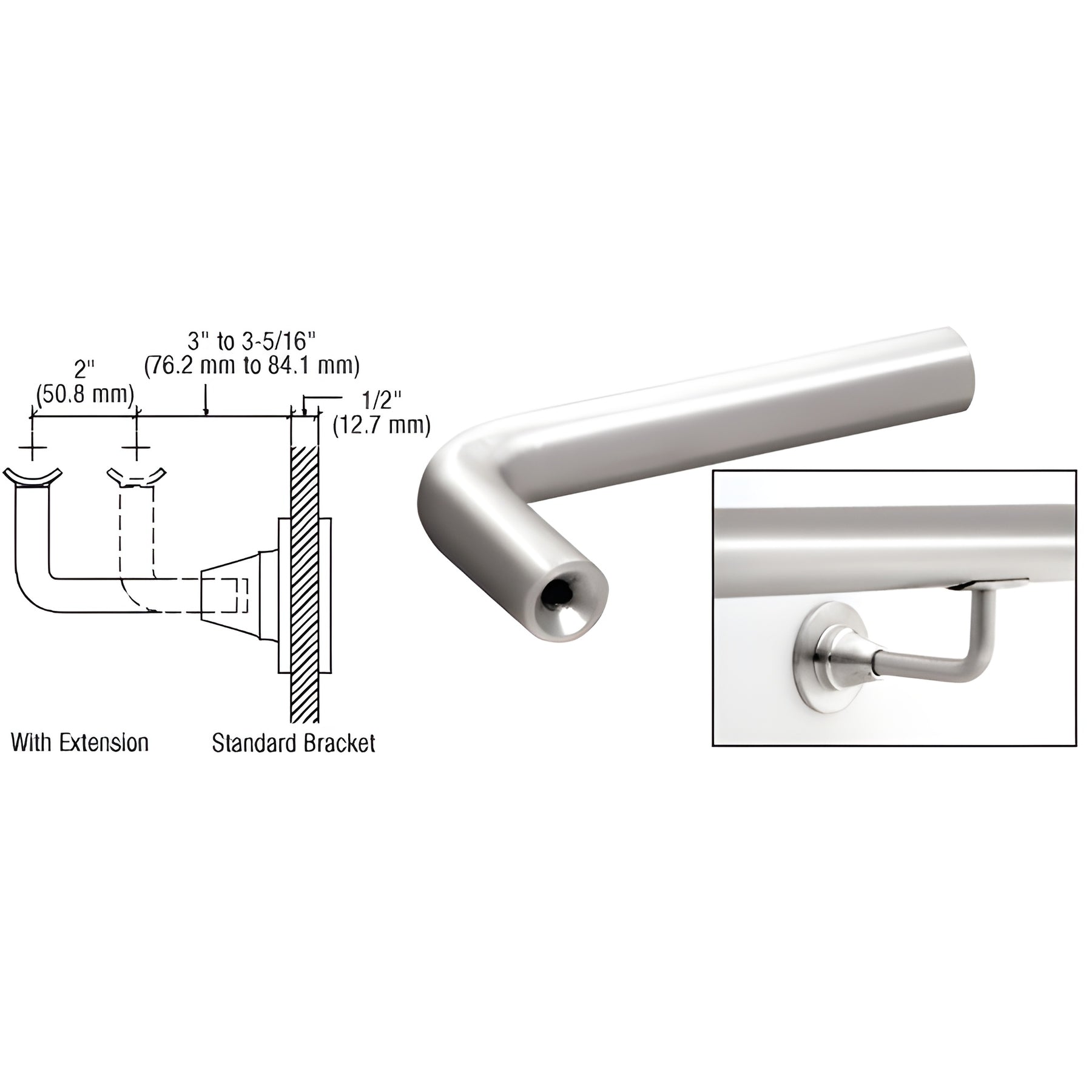 CRL Polished Stainless Newport Series Extension Arms for HR2D Series Brackets