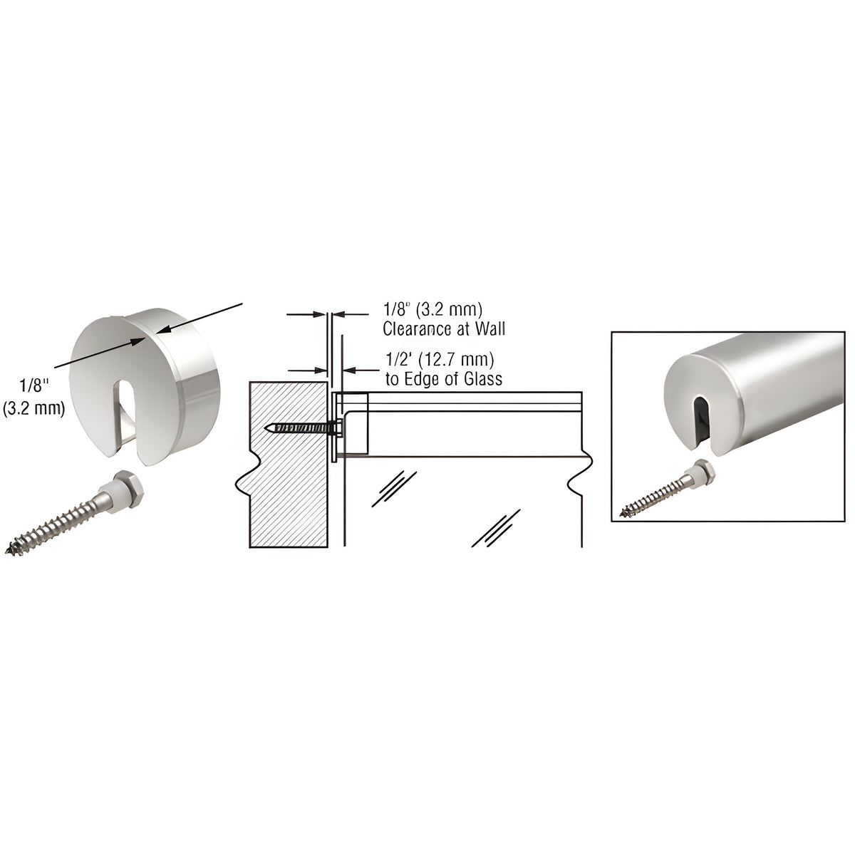 CRL Polished Stainless Stabilizing End Cap for 2" Cap Railing
