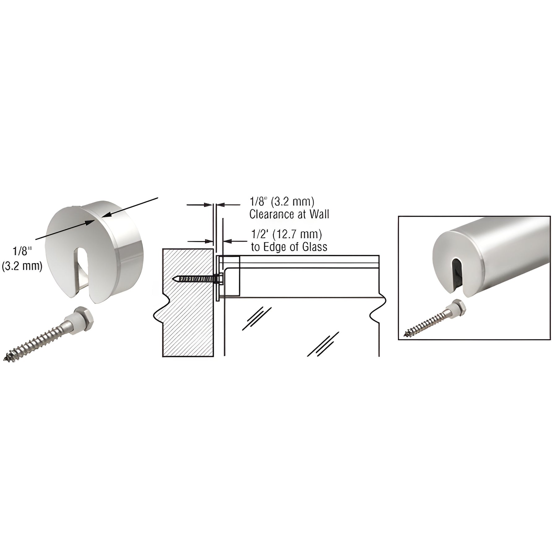 CRL Polished Stainless Stabilizing End Cap for 2" Cap Railing