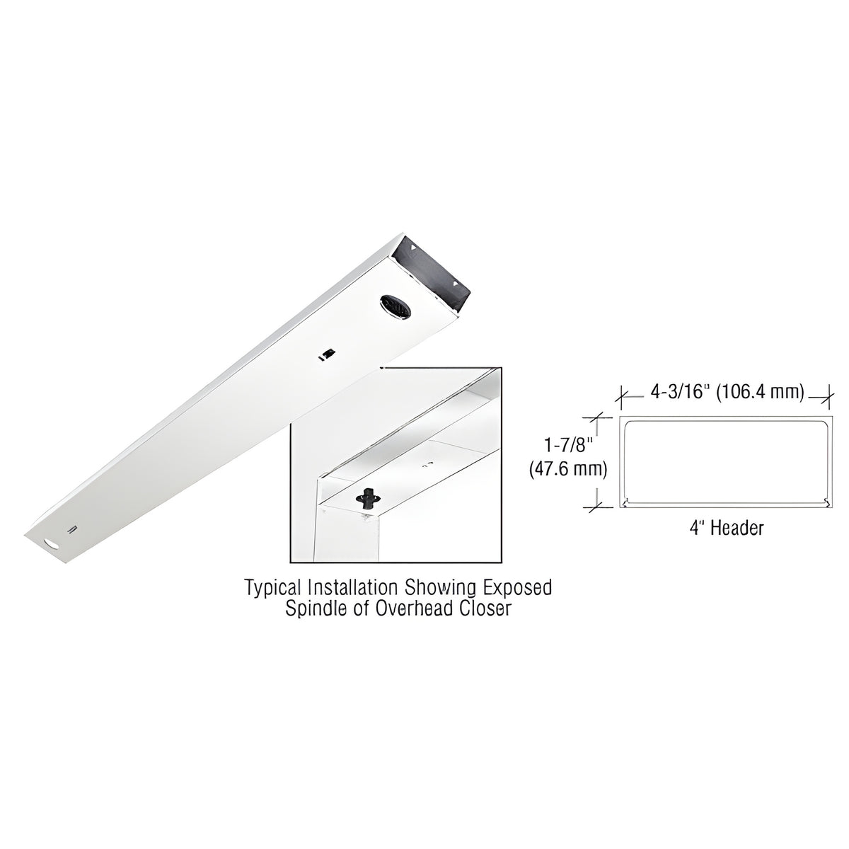 CRL Polished Stainless Steel 4" x 72" Double Door Header