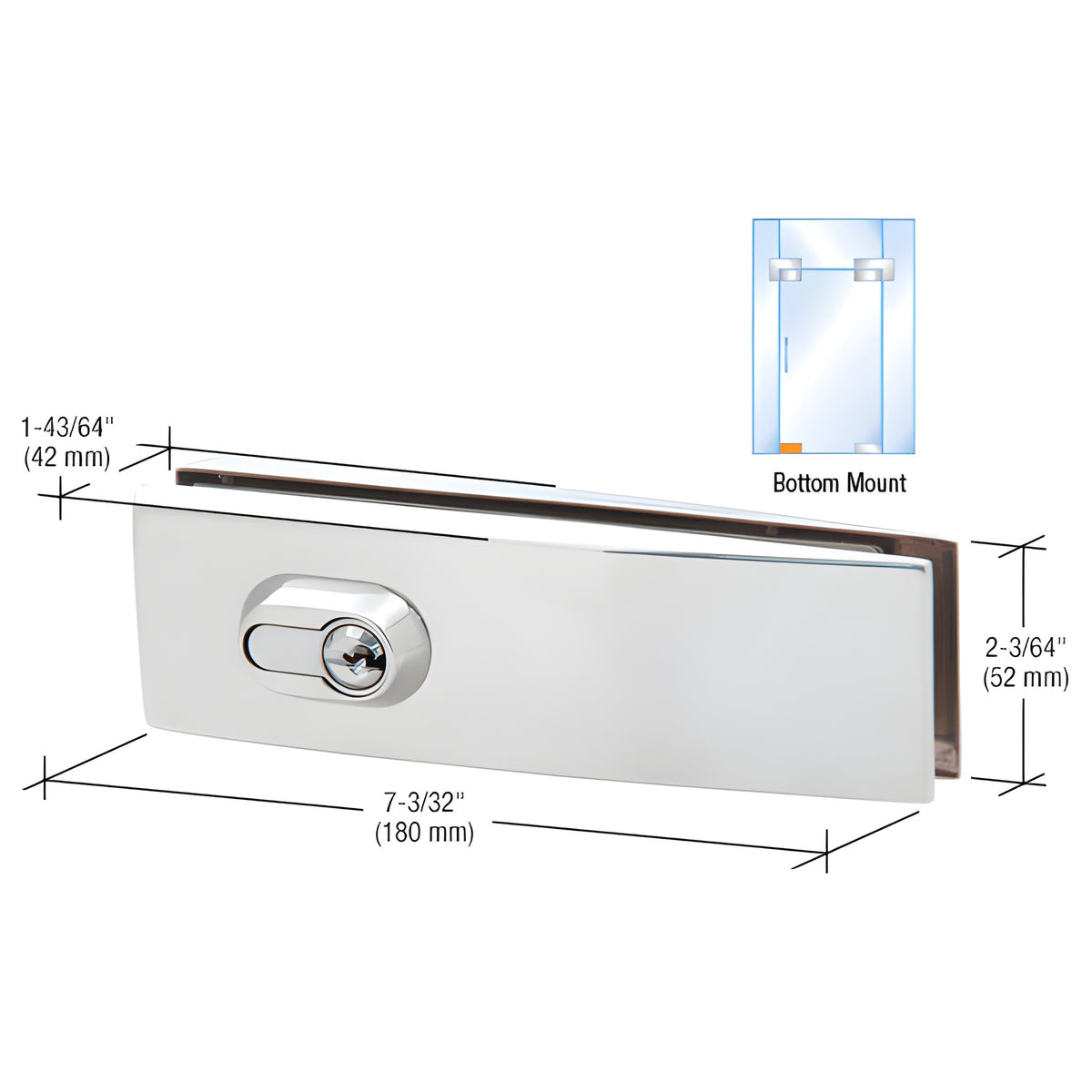 CRL Polished Stainless Steel Curved European Patch Door Lock