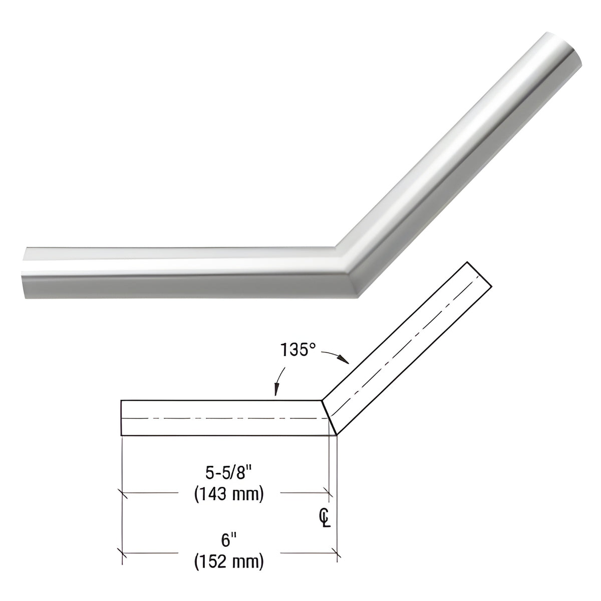 CRL Polished Stainless Steel Wall 135 Degree Corner