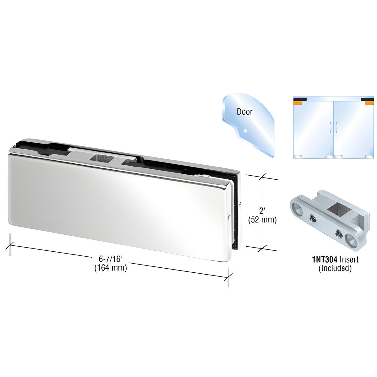 CRL Polished Stainless Top Door Patch Fitting with 1NT304 Insert