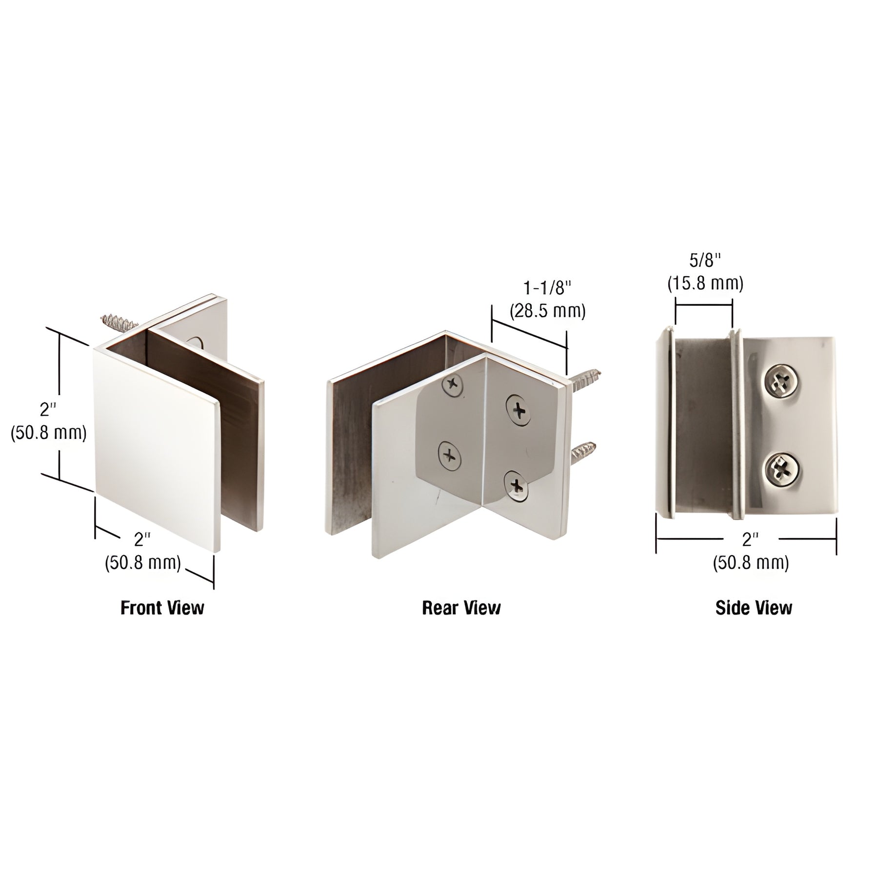 CRL Polished Stainless Wall Mount Square Mall Front Clamp