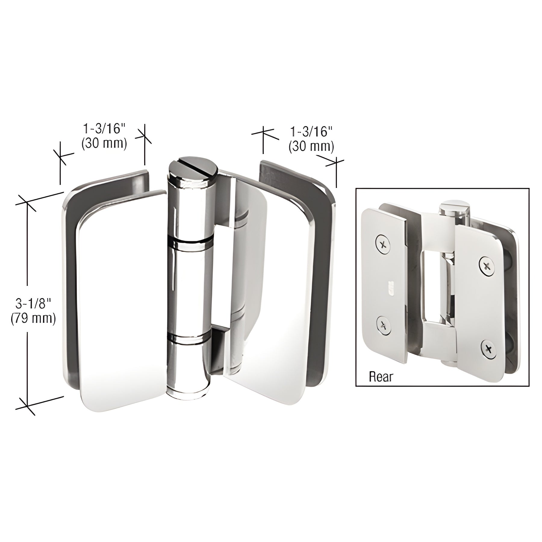 CRL Polished Stainless Zurich 01 Series 180 Degree Glass-to-Glass Inswing Bi-Fold Hinge