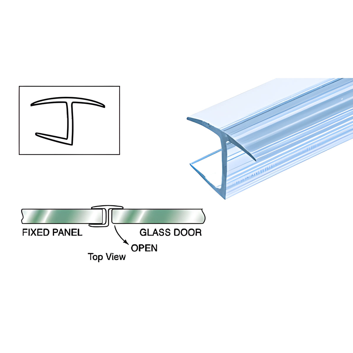 CRL Polycarbonate H-Jamb 180 Degree for 10 mm Glass