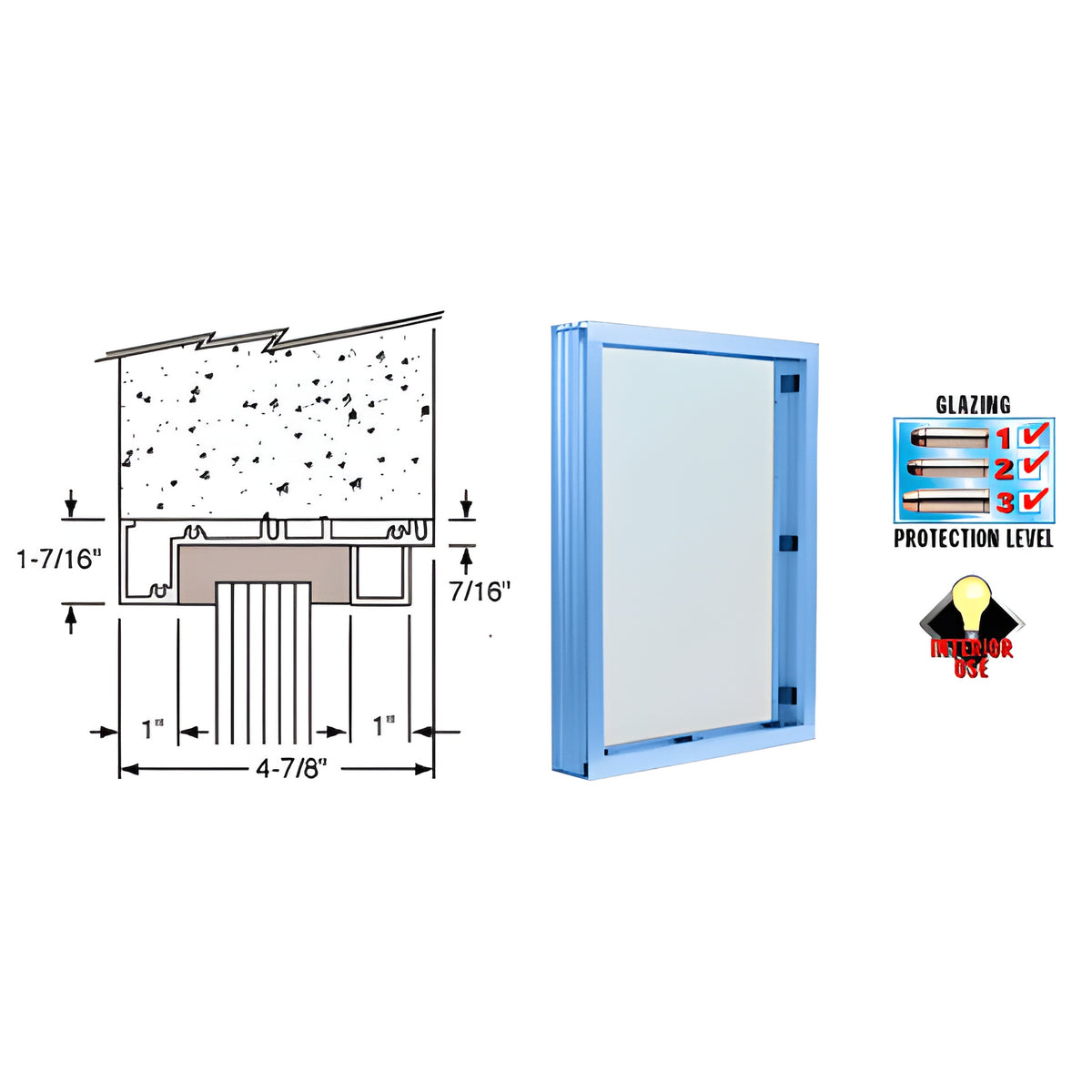 CRL Powder Painted (Specify) Aluminum Standard Inset Frame Interior Glazed Vision Window
