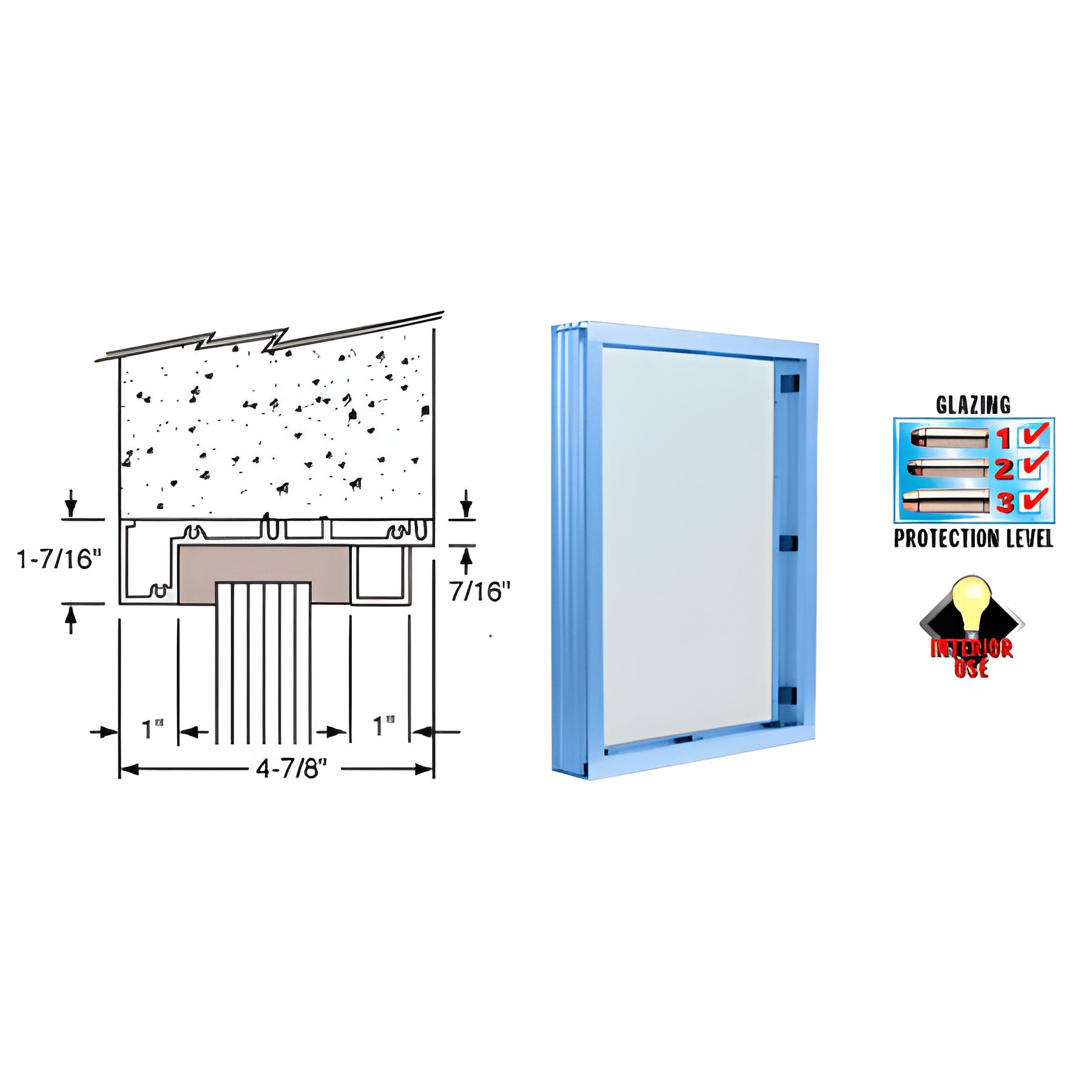 CRL Powder Painted (Specify) Aluminum Standard Inset Frame Interior Glazed Vision Window