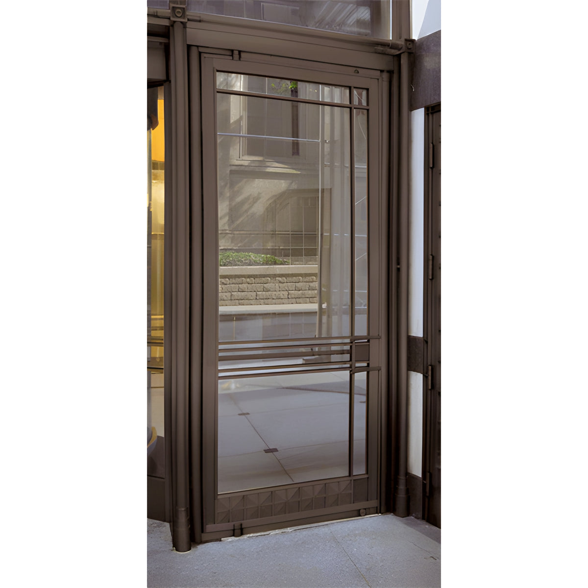 CRL Premium Dark Bronze Anodized Aluminum Medium Stile Door for 1" Glazing; 3-11/32" Top Rail; 9-1/2" Bottom Rail; Concealed Hinge Tube LHR; with Lock