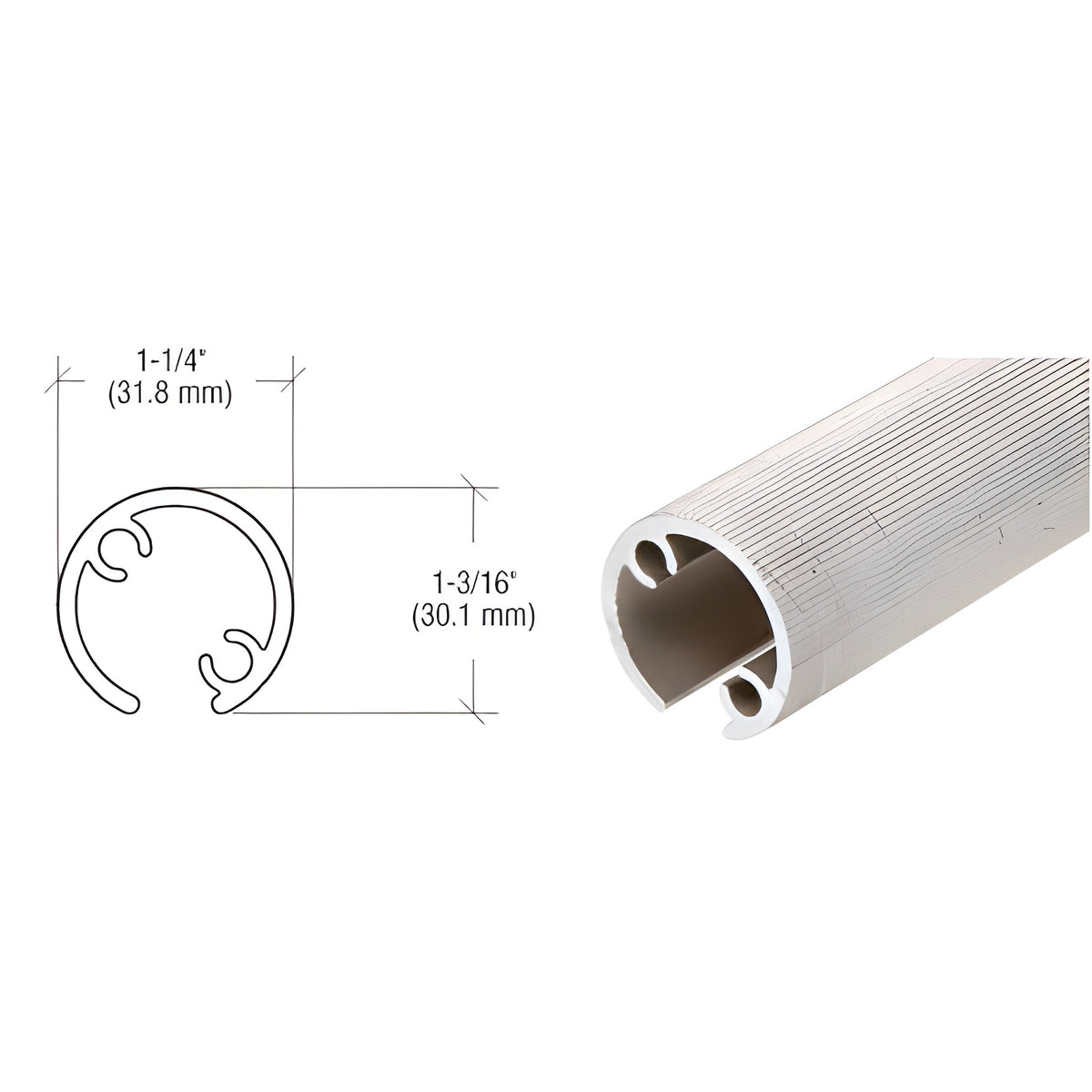 CRL Quick Connect Stabilizing 6" Long Aluminum Sleeve for 1-1/2" Diameter Tubing