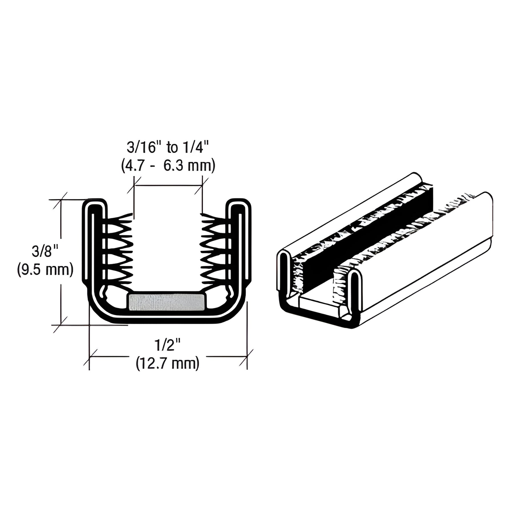 CRL Rigid 96" Unbeaded Glass Channel for Checker Taxi and International Truck