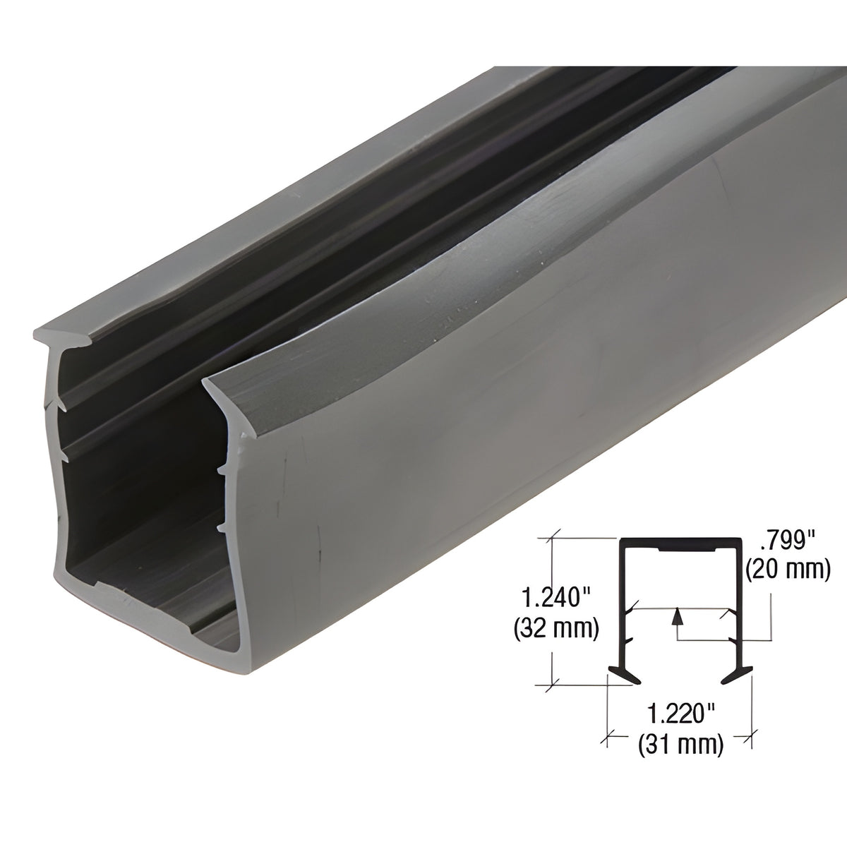 CRL Roll Form Cap Rail Black Rubber Insert for 13/16" (20.64 mm) Laminated Glass
