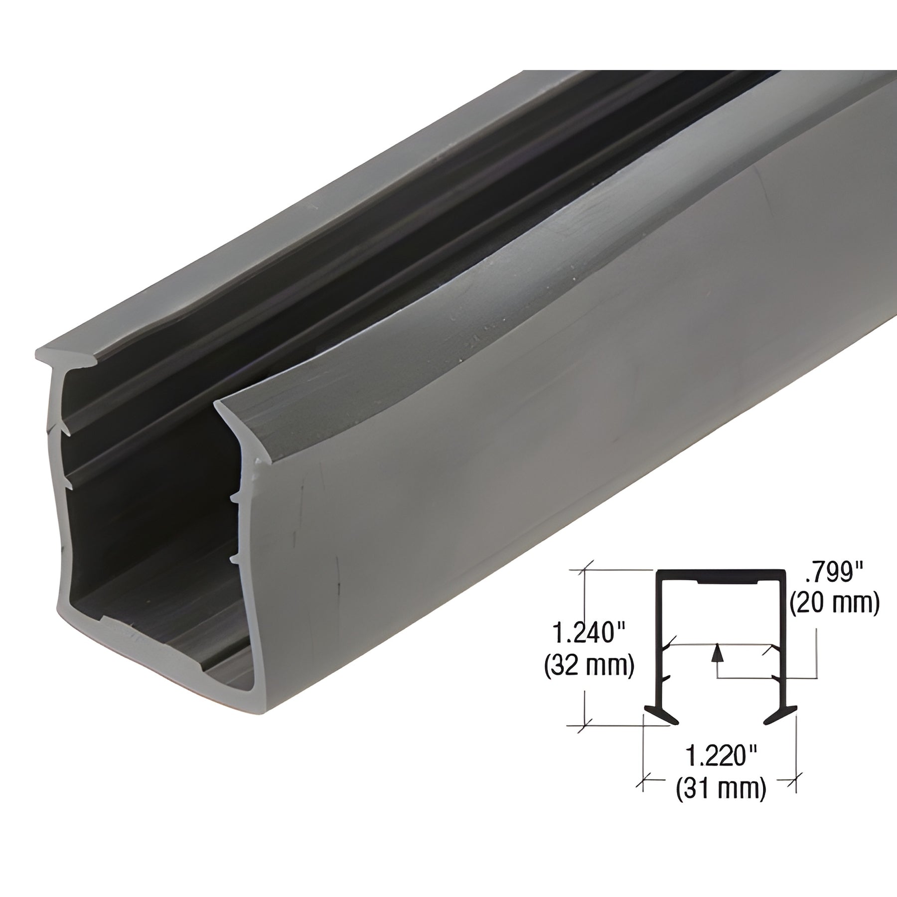 CRL Roll Form Cap Rail Black Rubber Insert for 13/16" (20.64 mm) Laminated Glass