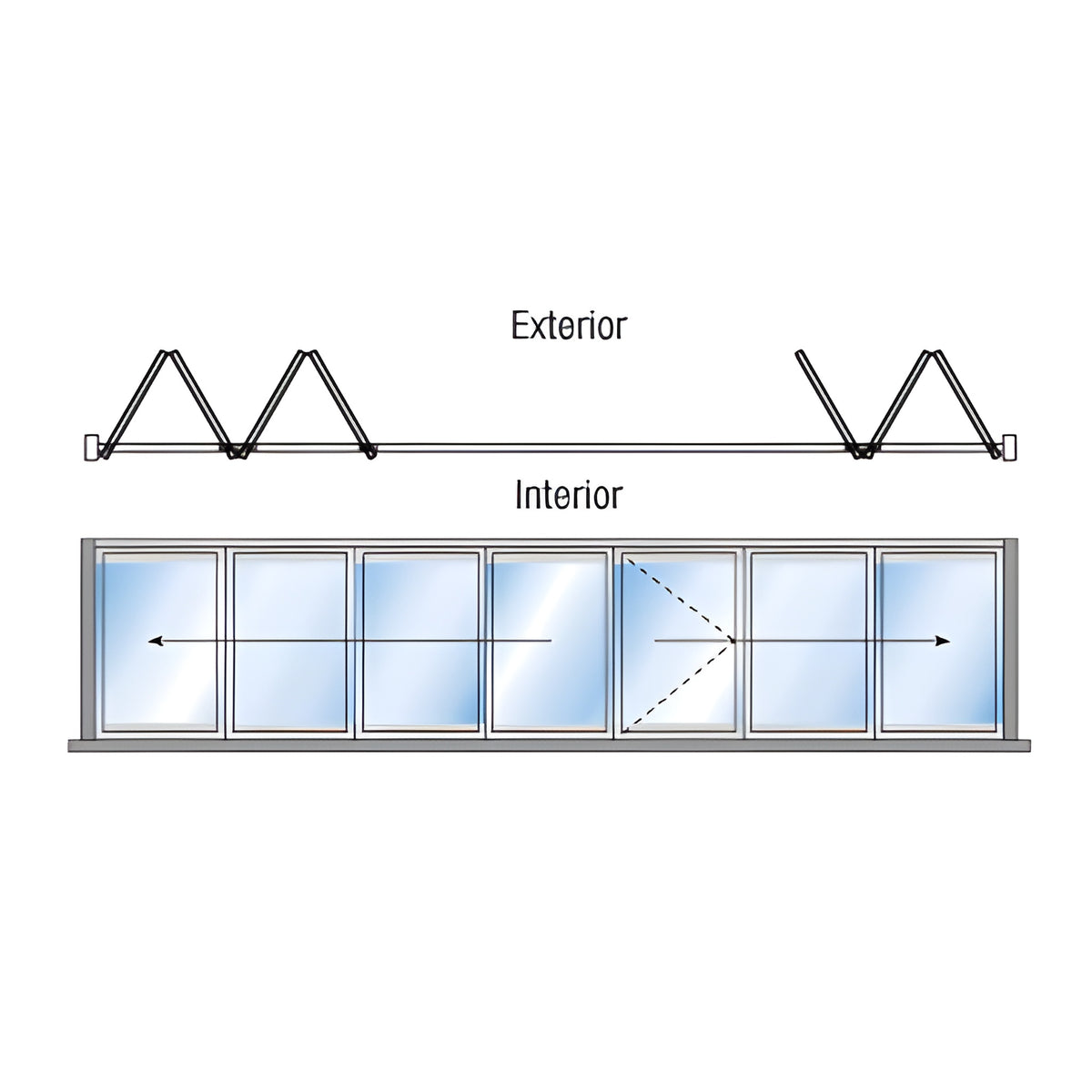 CRL S55R Monterey 4+3 Bi-Fold Bi-Part Exterior Swing with Flush Sill and Exterior Lever Lock Satin Anodized