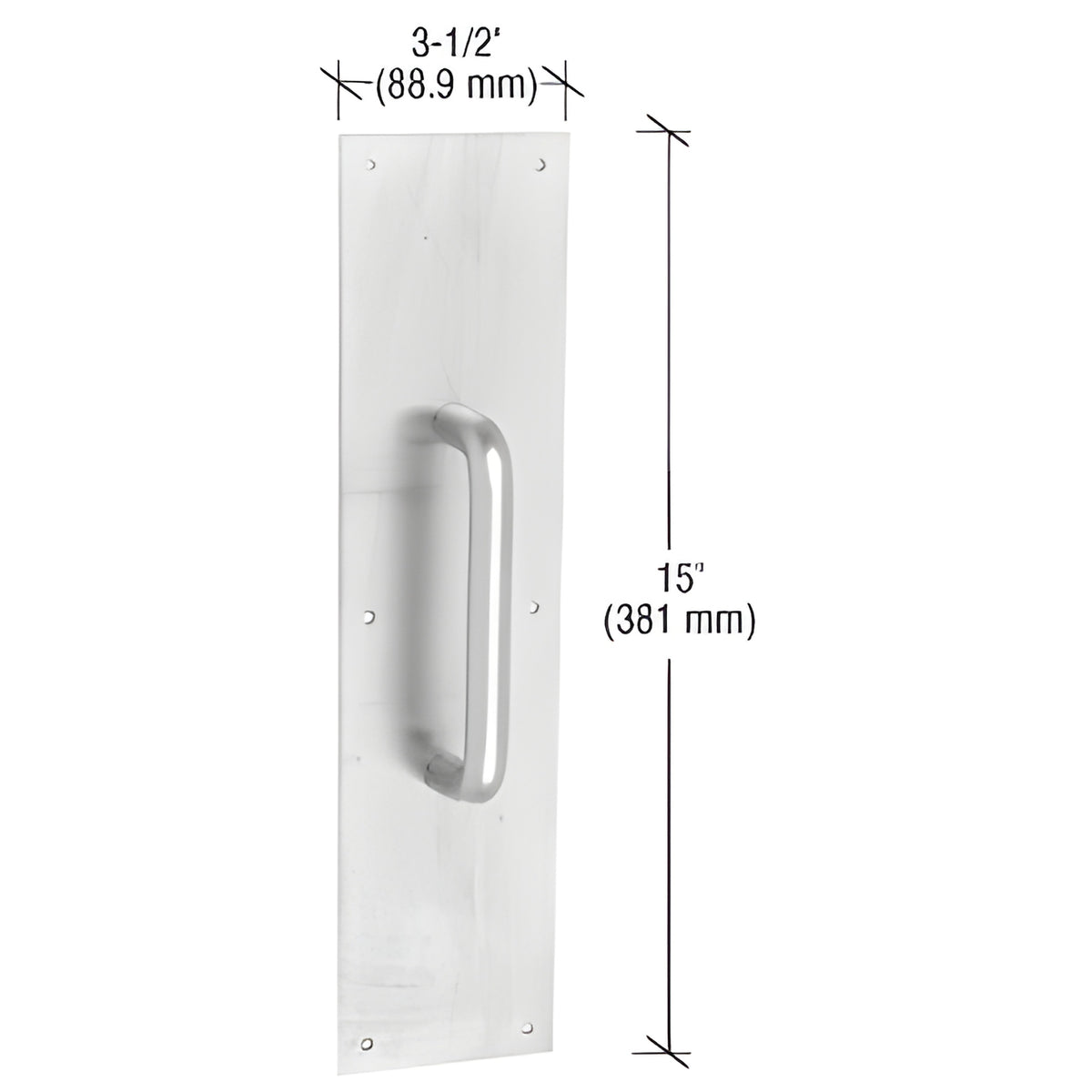 CRL Satin Aluminum 15" Plate with 6" Round Solid Handle Pull