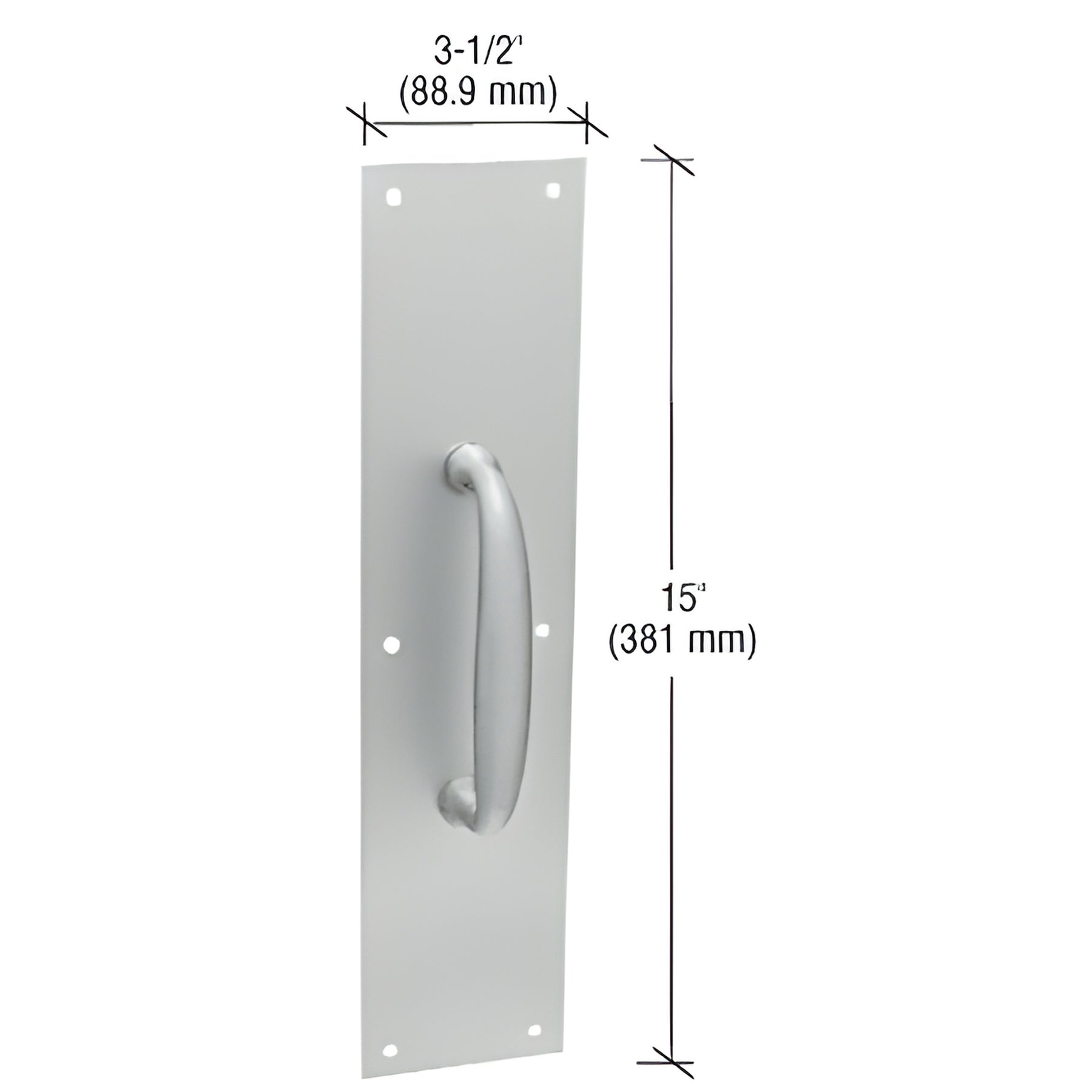 CRL Satin Aluminum 3-1/2" x 15" Pull Plate