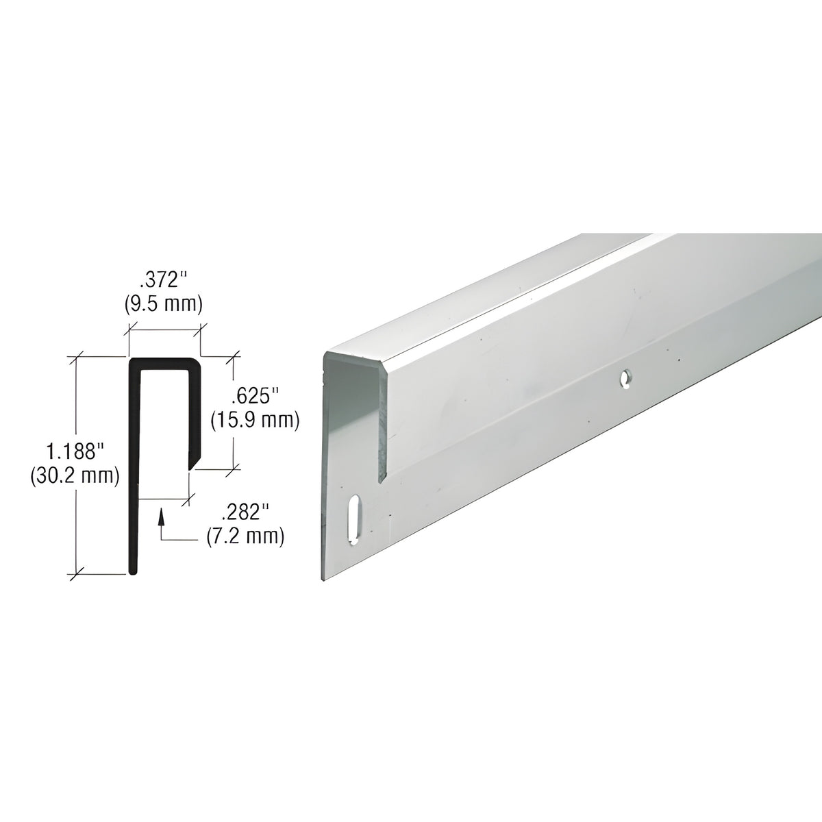 CRL Satin Anodized 1/4" Deep Nose Aluminum J-Channel