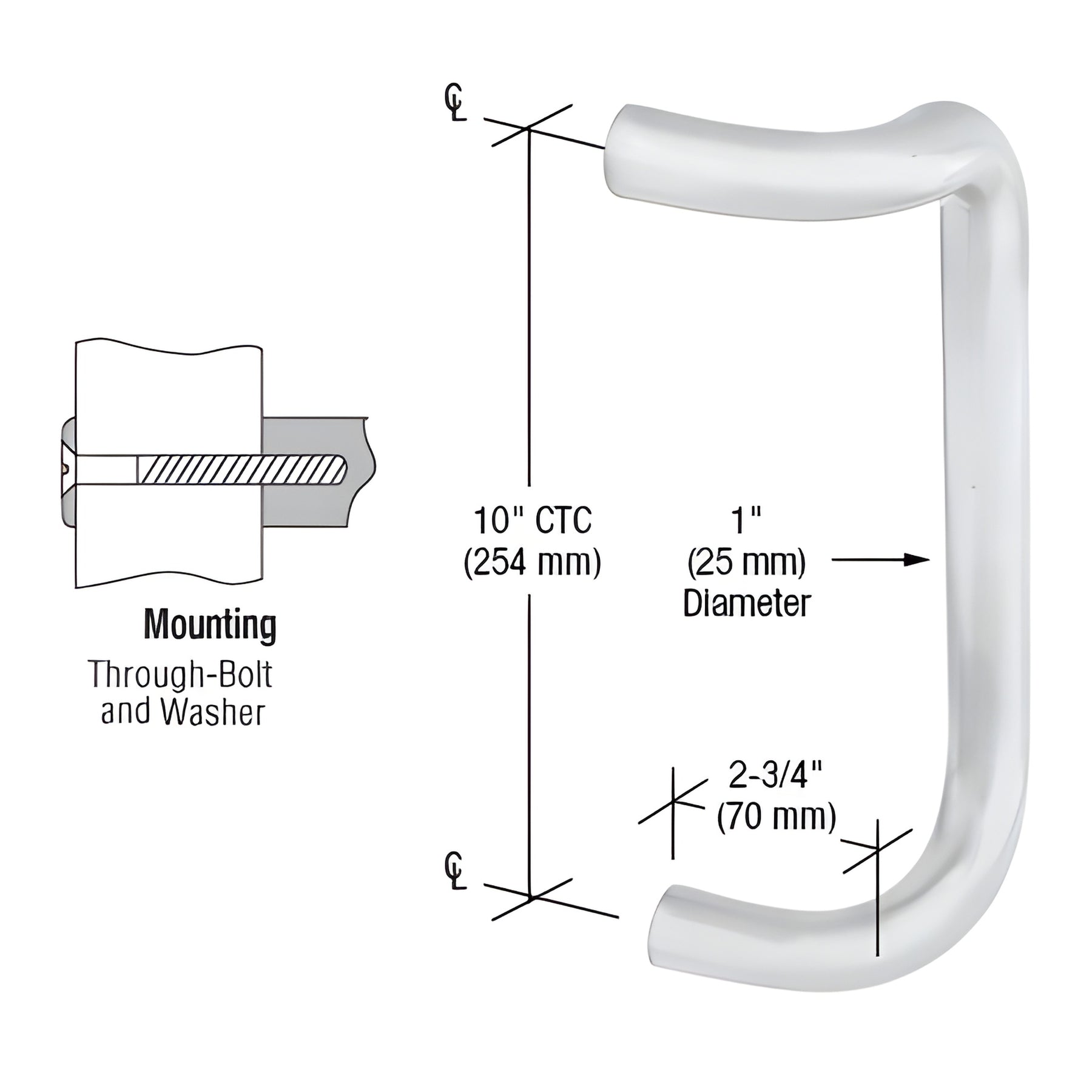 CRL Satin Anodized 10" Single Offset Door Pull