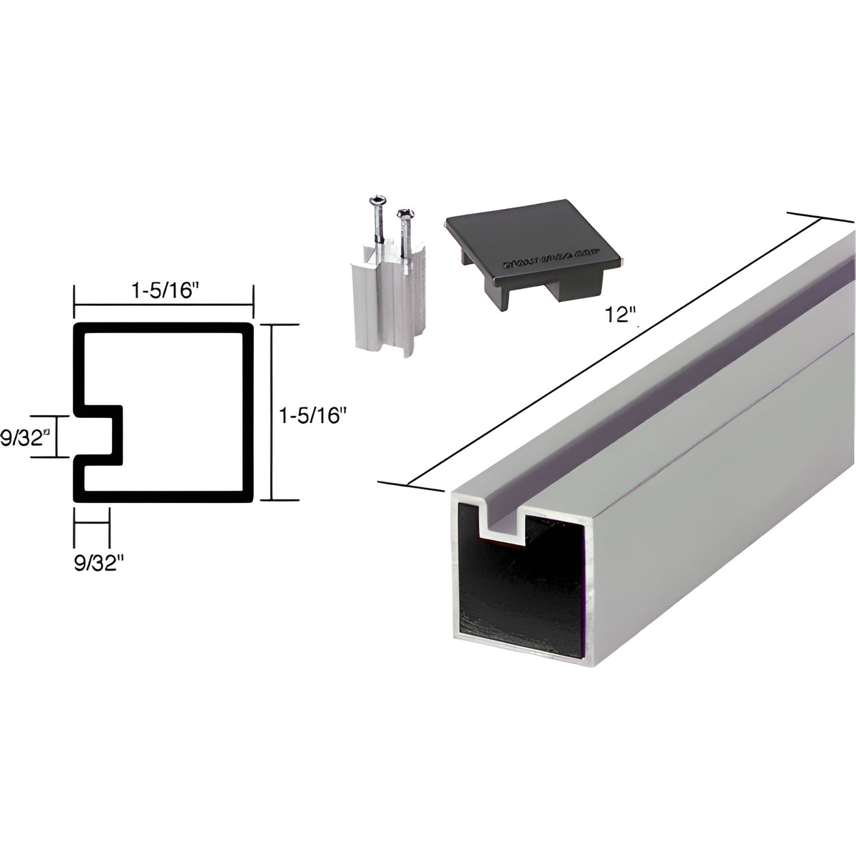 CRL Satin Anodized 12" End Aluminum Counter Post