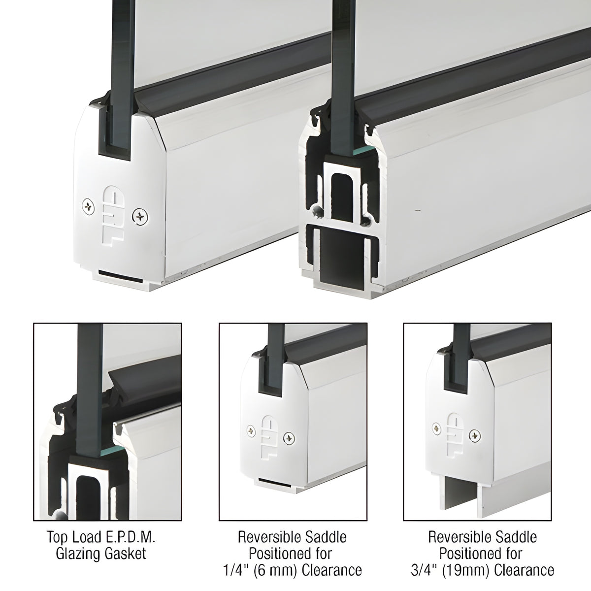 CRL Satin Anodized 2-5/16" x 240" Length Low Profile Tapered Sidelite Rail With Saddle