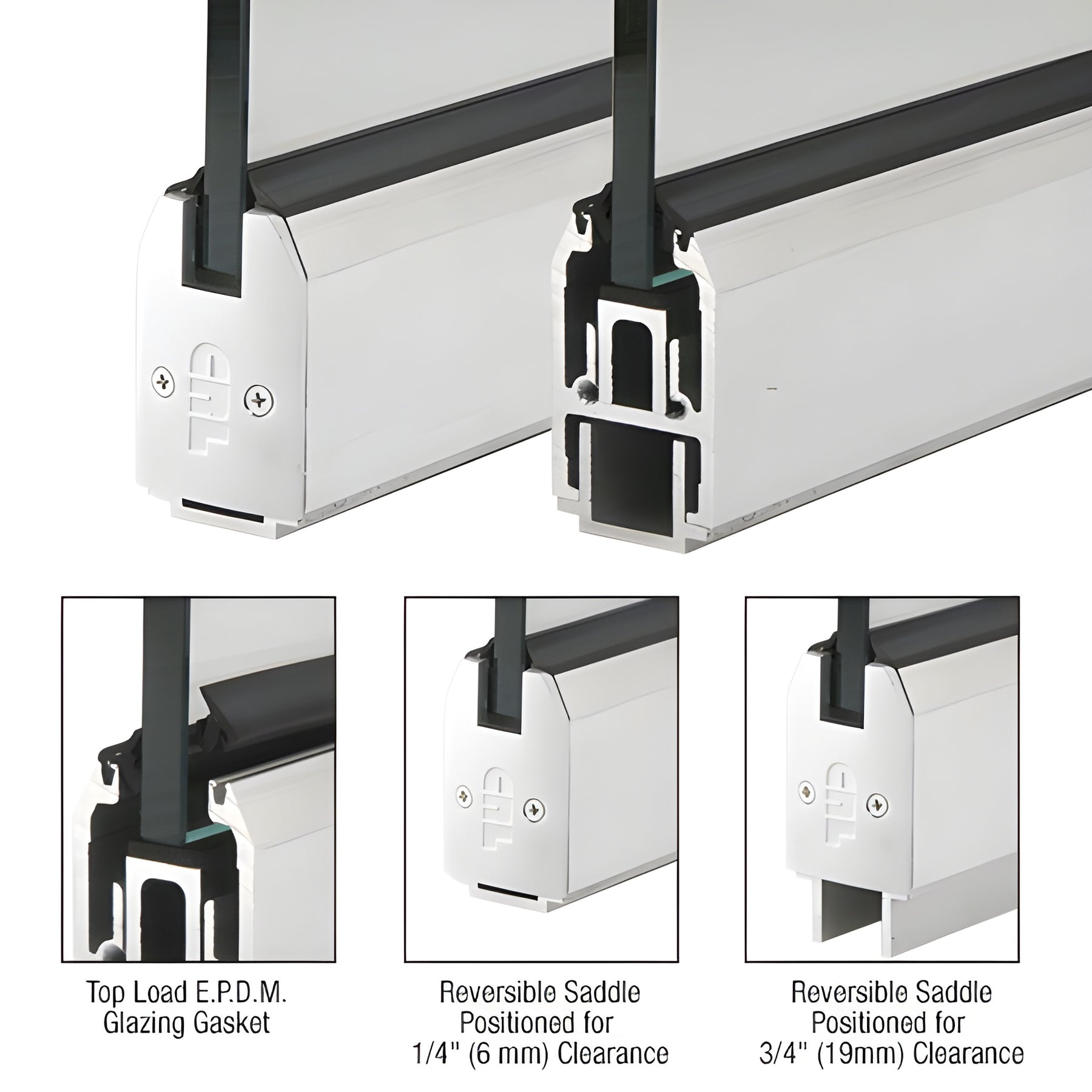 CRL Satin Anodized 2-5/16" x 240" Length Low Profile Tapered Sidelite Rail With Saddle