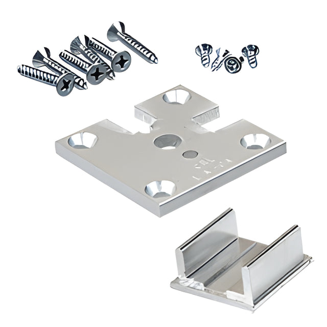 CRL Satin Anodized 2" x 2" Corner Partition Post Base Plate Kit for Posts Up to 24"