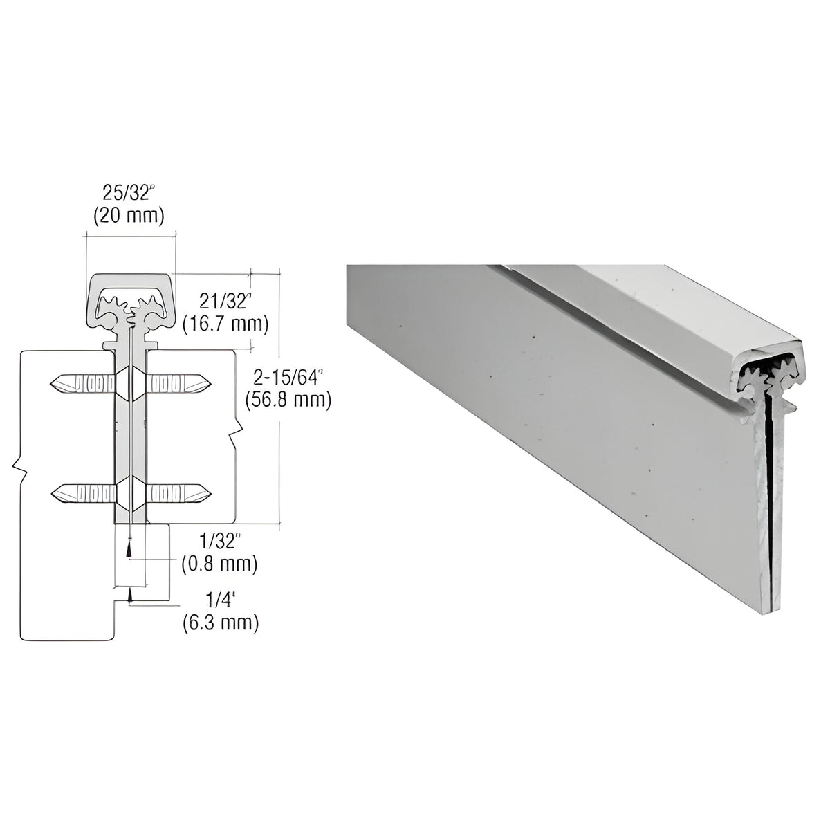 CRL Satin Anodized 300 Series Standard Duty Concealed Continuous Hinge - 83"
