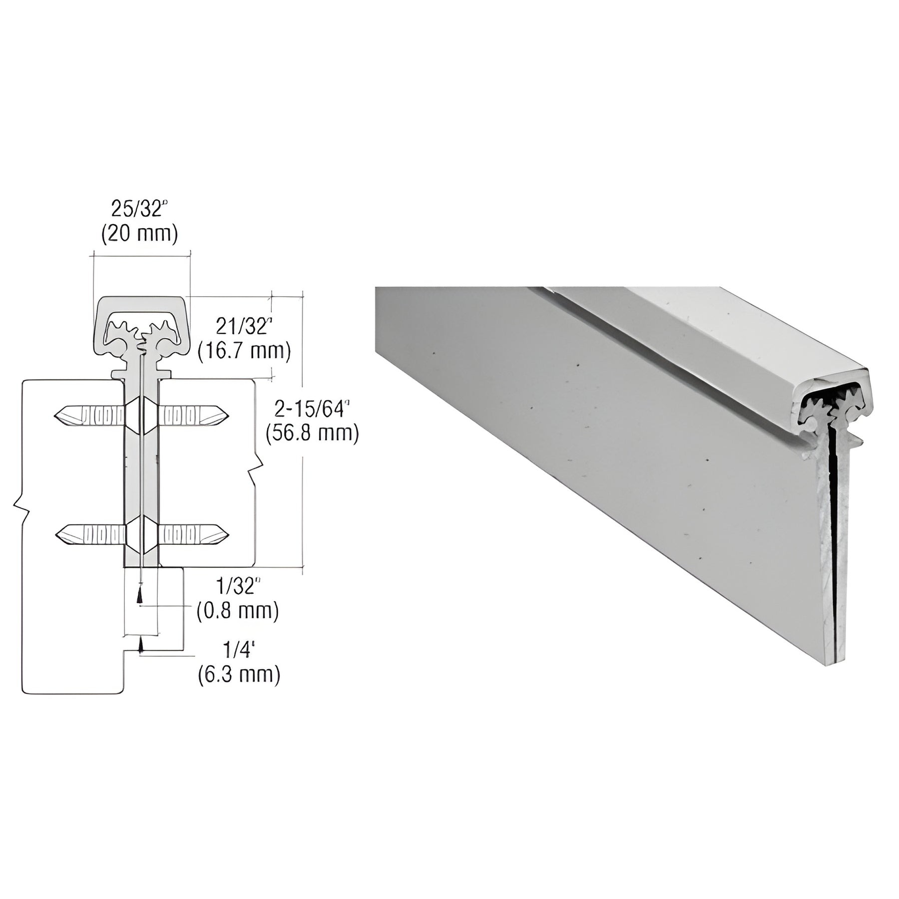 CRL Satin Anodized 300 Series Standard Duty Concealed Continuous Hinge - 83"