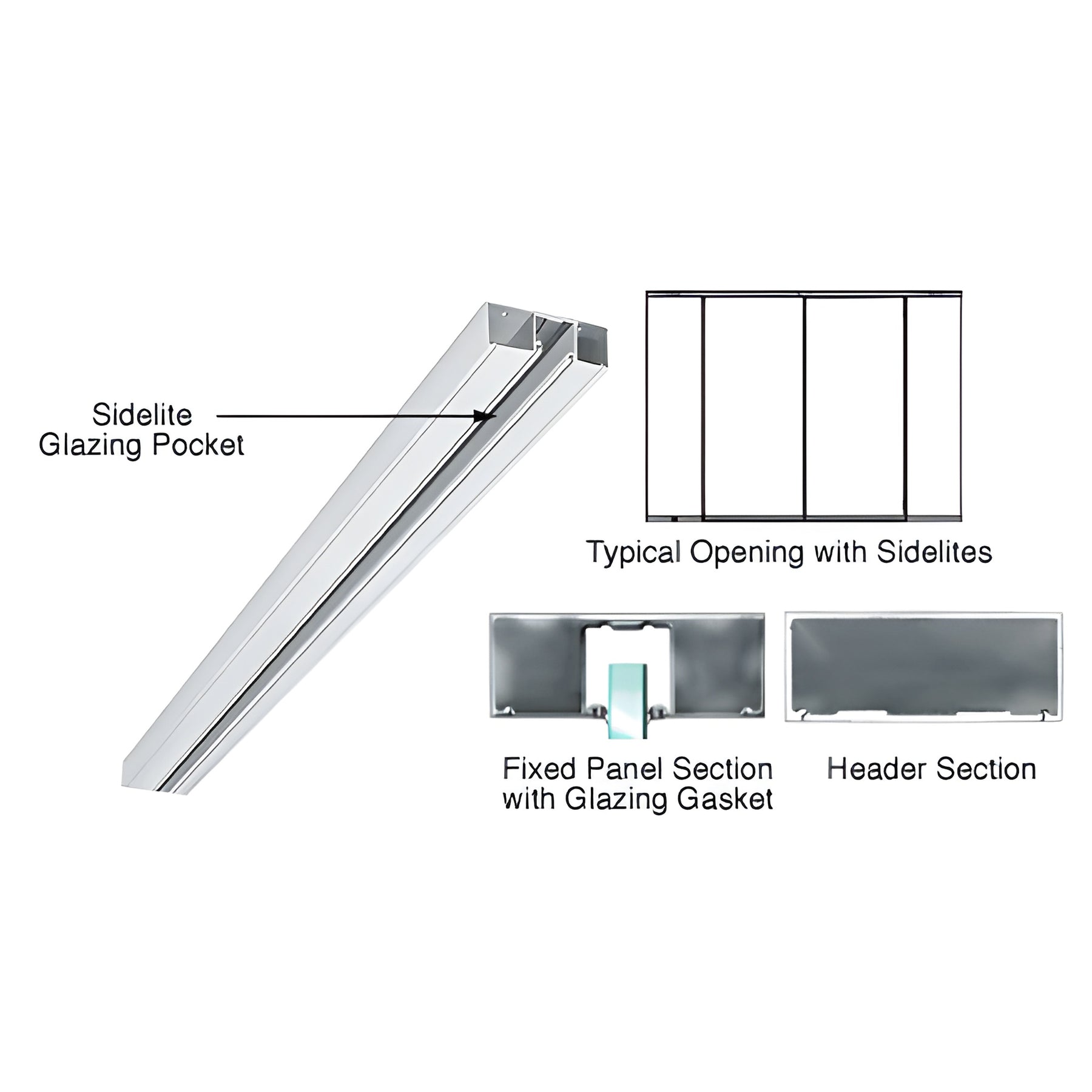 CRL Satin Anodized 4" Header With Glazing Pocket Only Custom Length