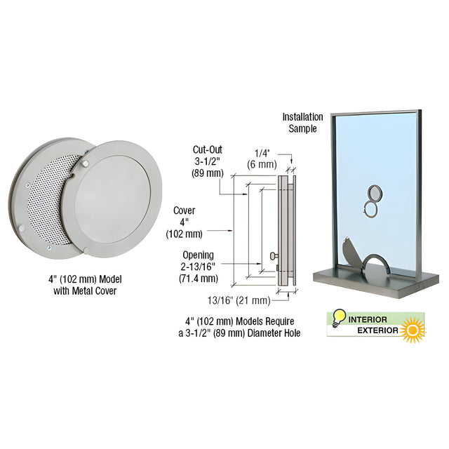 CRL Satin Anodized 4" Metal Cover Speak-Thru