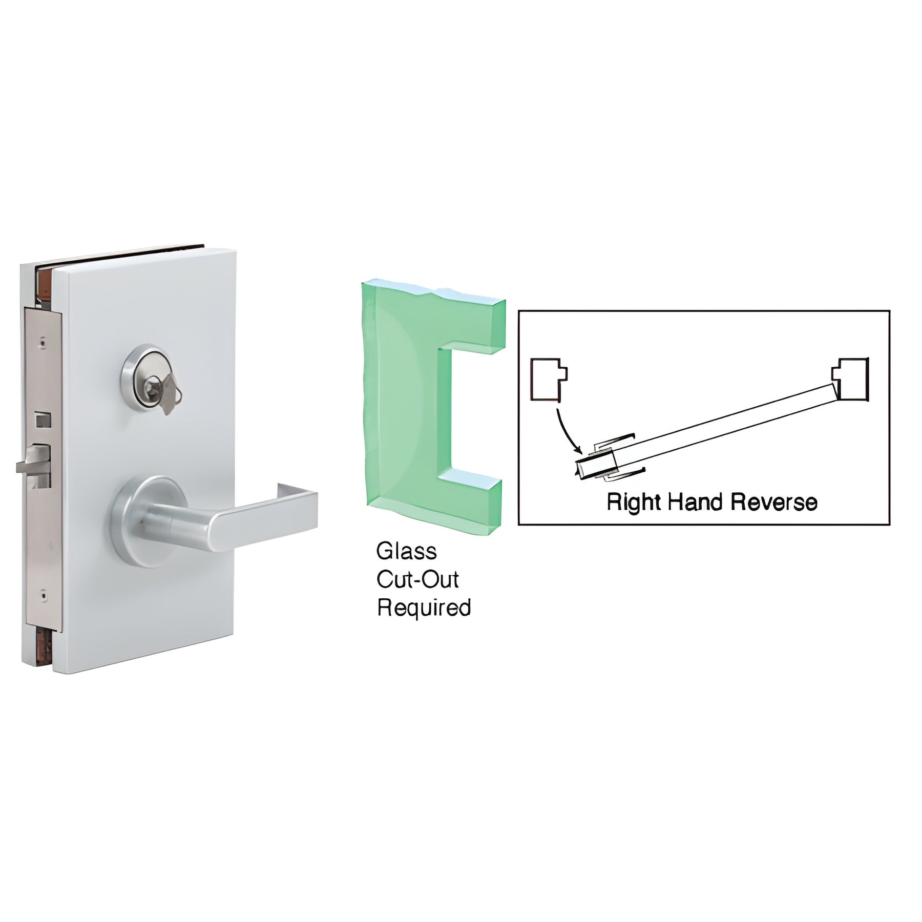 CRL Satin Anodized 6" x 10" RHR Center Lock With Deadlatch in Storeroom Function